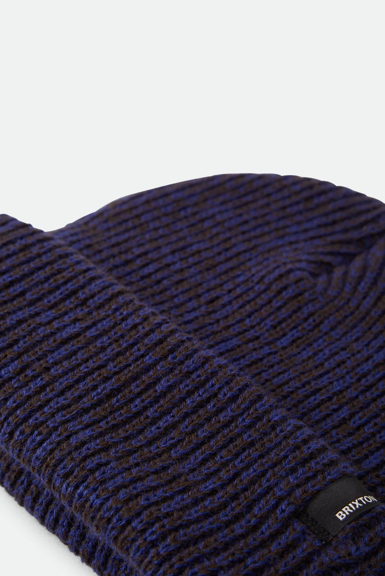 Unisex Chunky Heist Beanie in the color Marled Navy/Caramel - Additional Laydown image