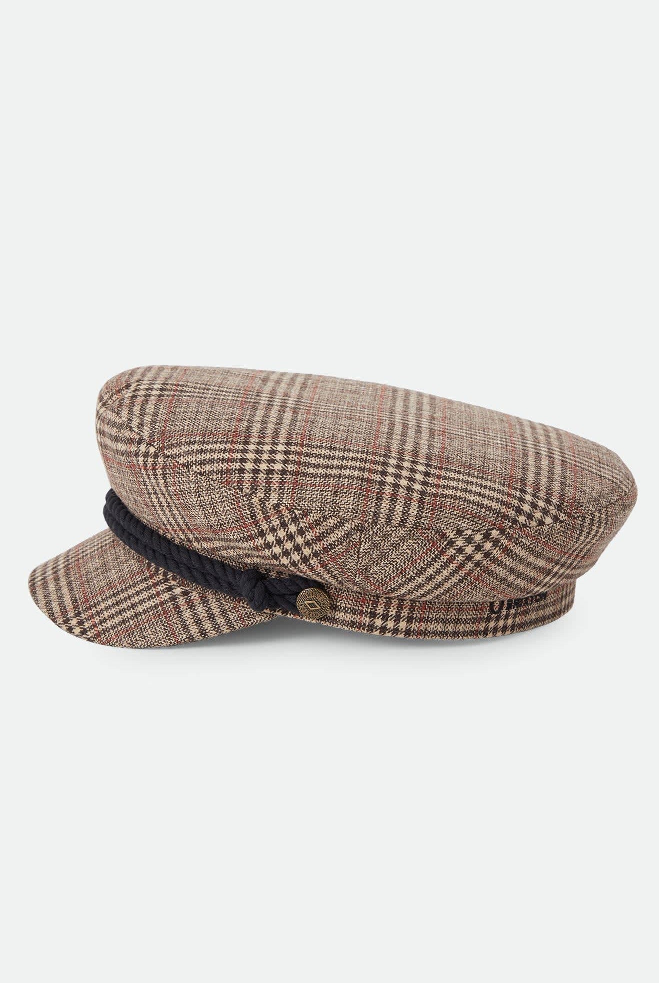Unisex Fiddler Fisherman Cap in the color Brown/Tan/Red Plaid - Additional Laydown image