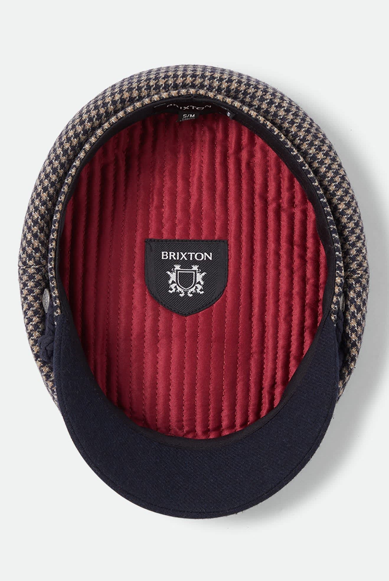 Unisex Fiddler Fisherman Cap in the color Navy/Sand Houndstooth - Additional Laydown image