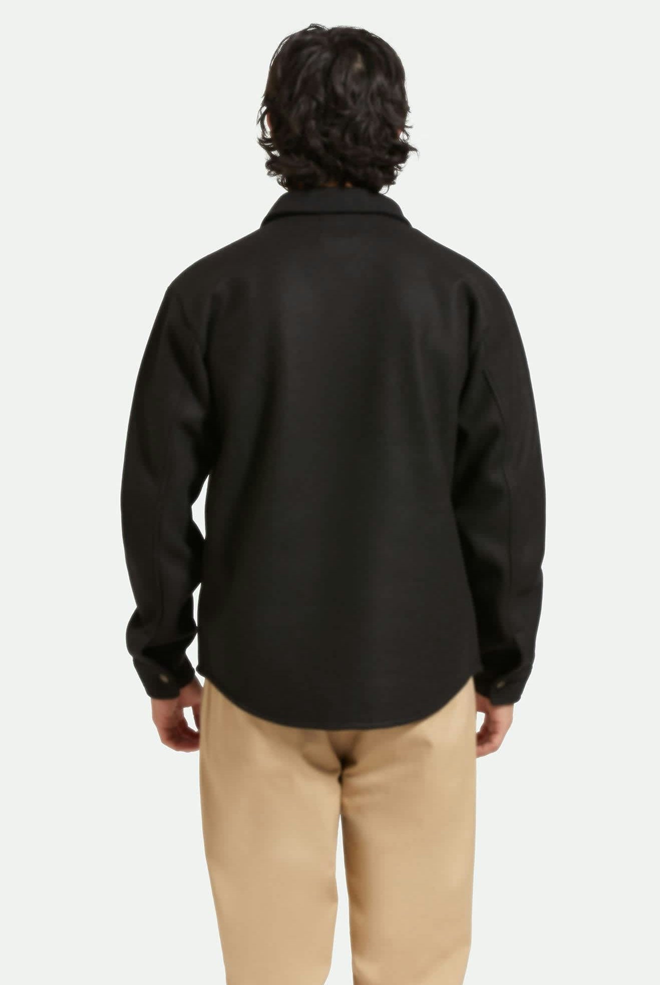 Men's Durham Felted Stretch Jacket in the color Black - Men's Back View