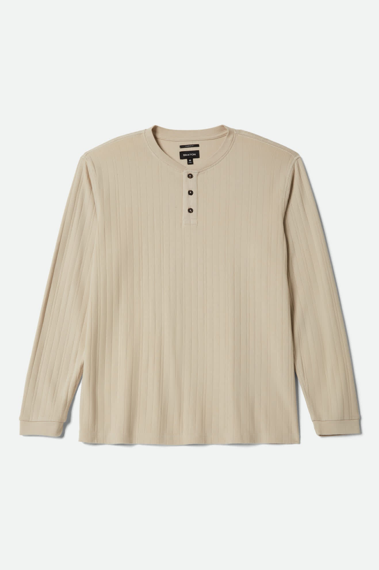 Men's Vintage Ribbed L/S Henley in the color Beige - Front Product View