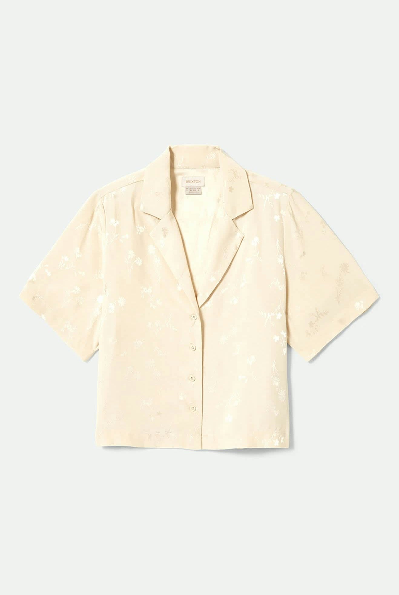 Women's Silky S/S Jacquard Button Down in the color Whitecap Floral Jacquard - Front Product View