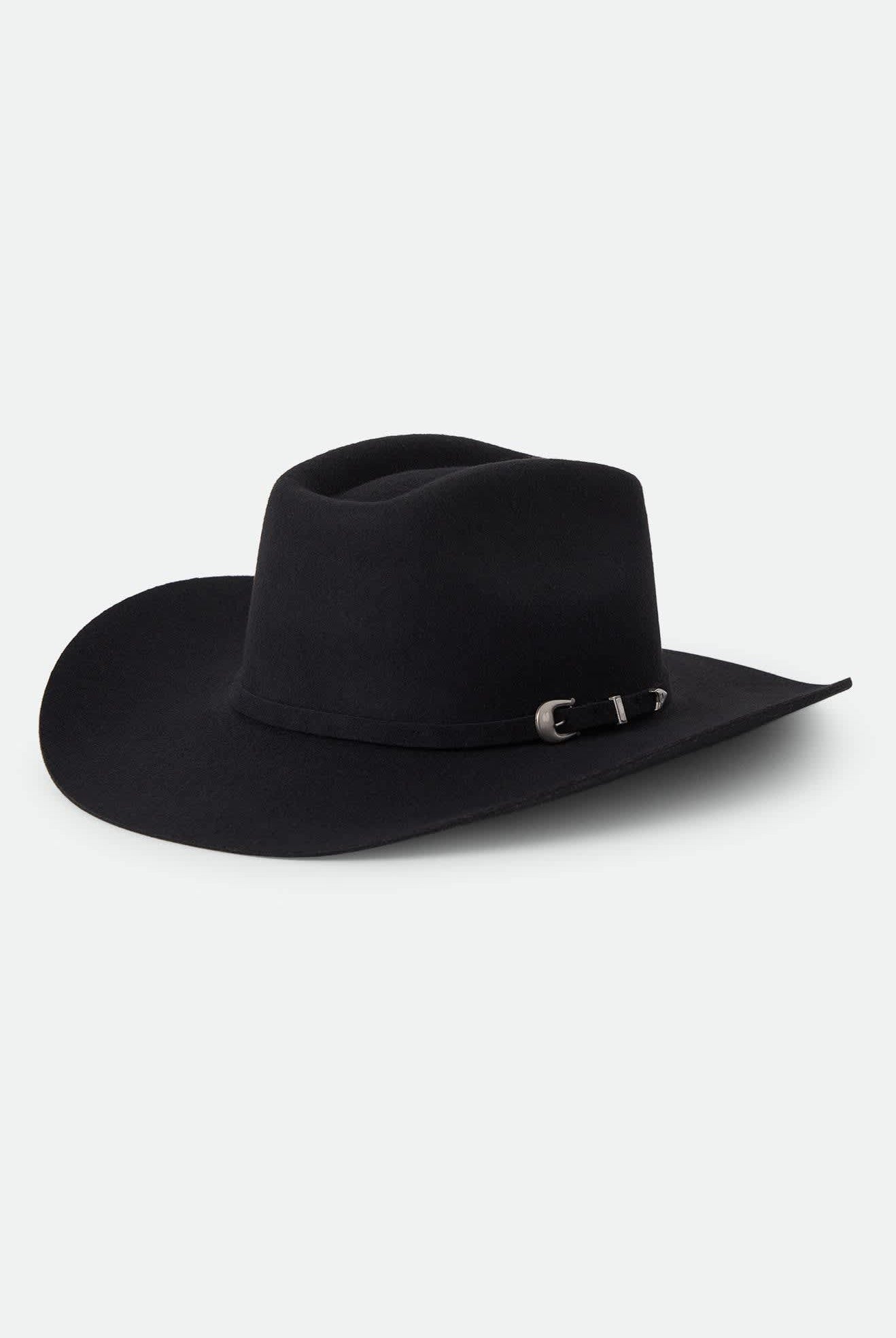 Unisex Prescott Brick Top Cowboy Hat in the color Black - Front Product View