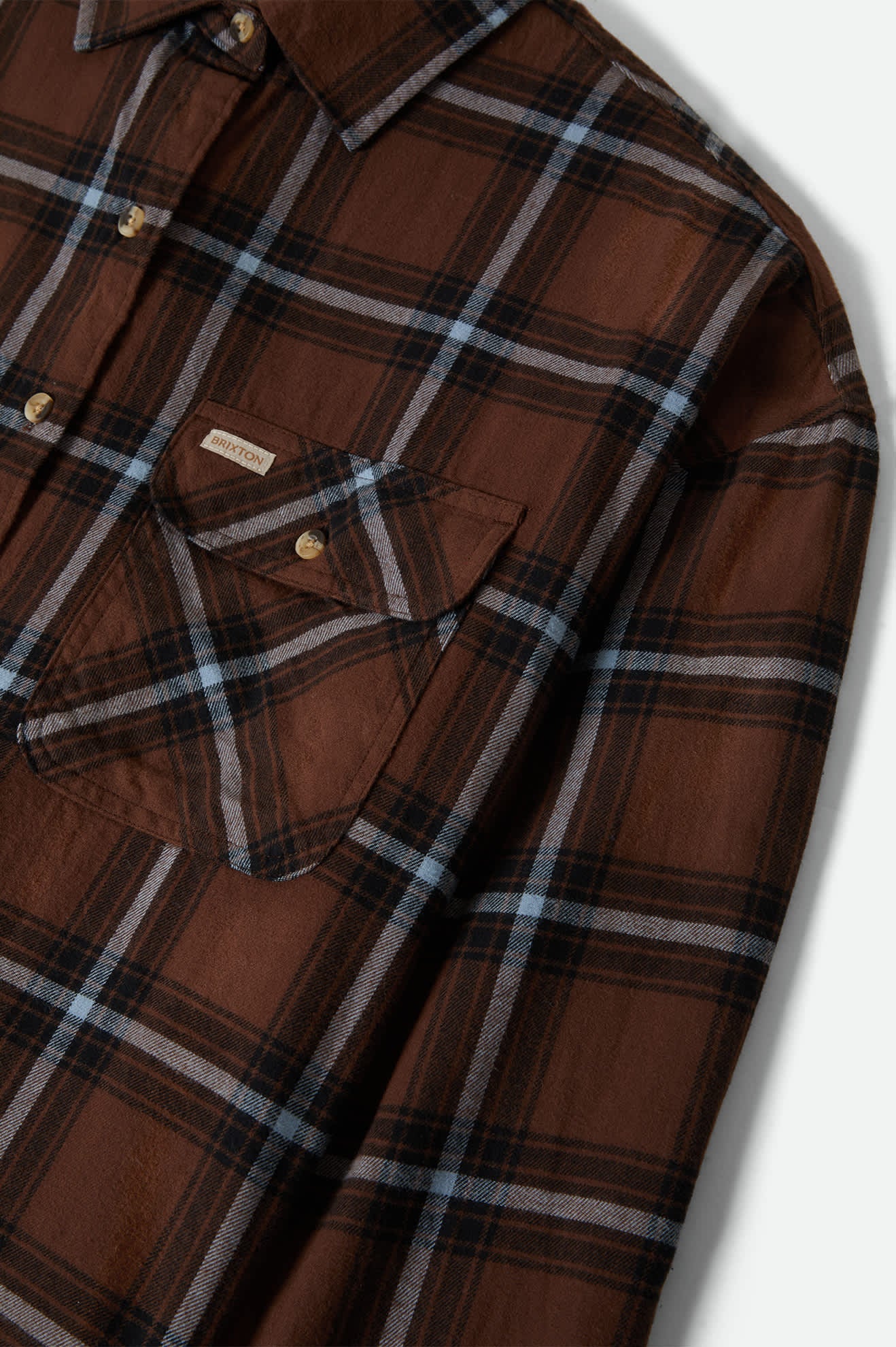 Women's Bowery Vintage Overshirt in the color Pinecone Brown/Black/Borrowed Blue - Additional Laydown image