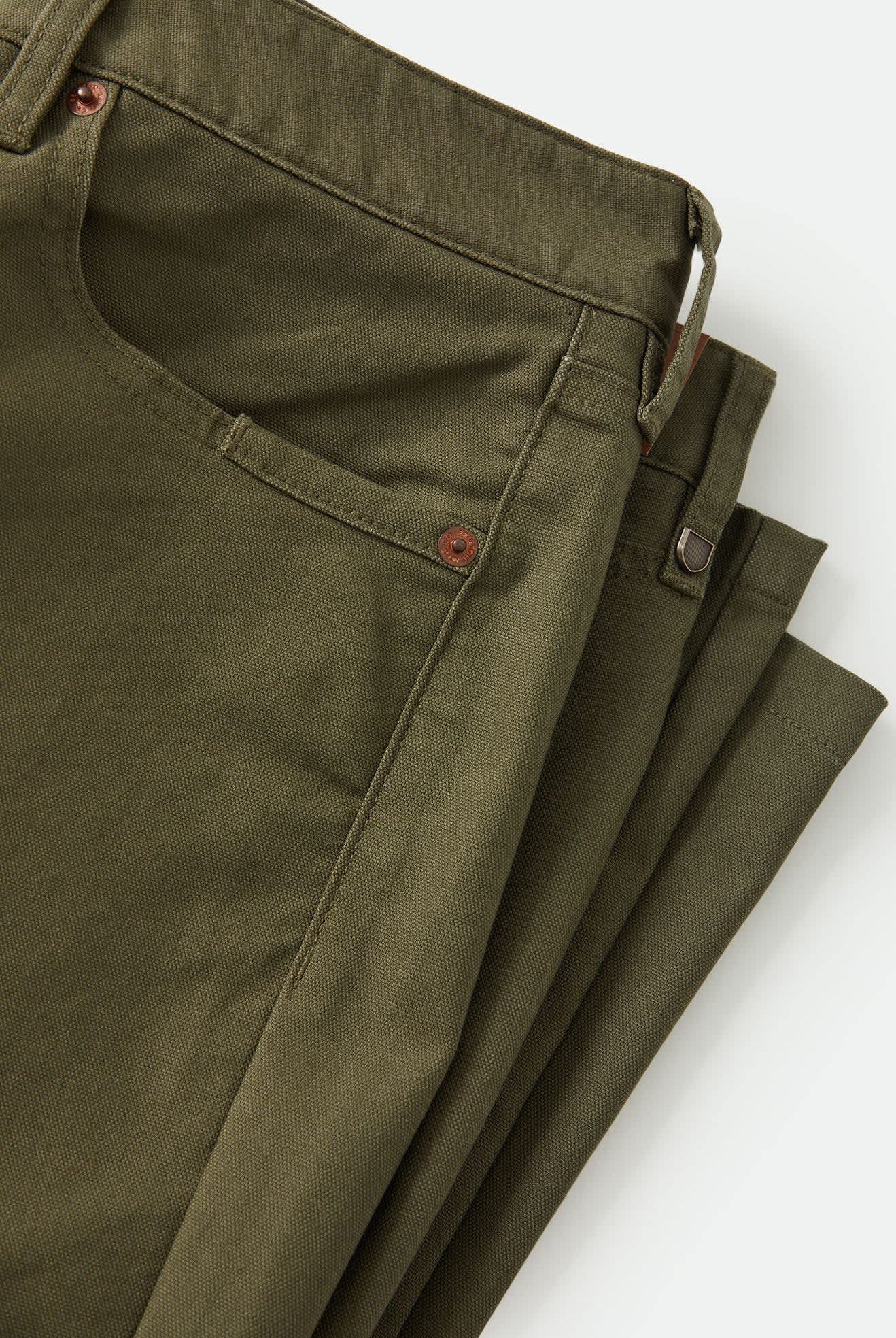 Men's Builders 5-Pocket Pant in the color Dark Olive - Additional Laydown image