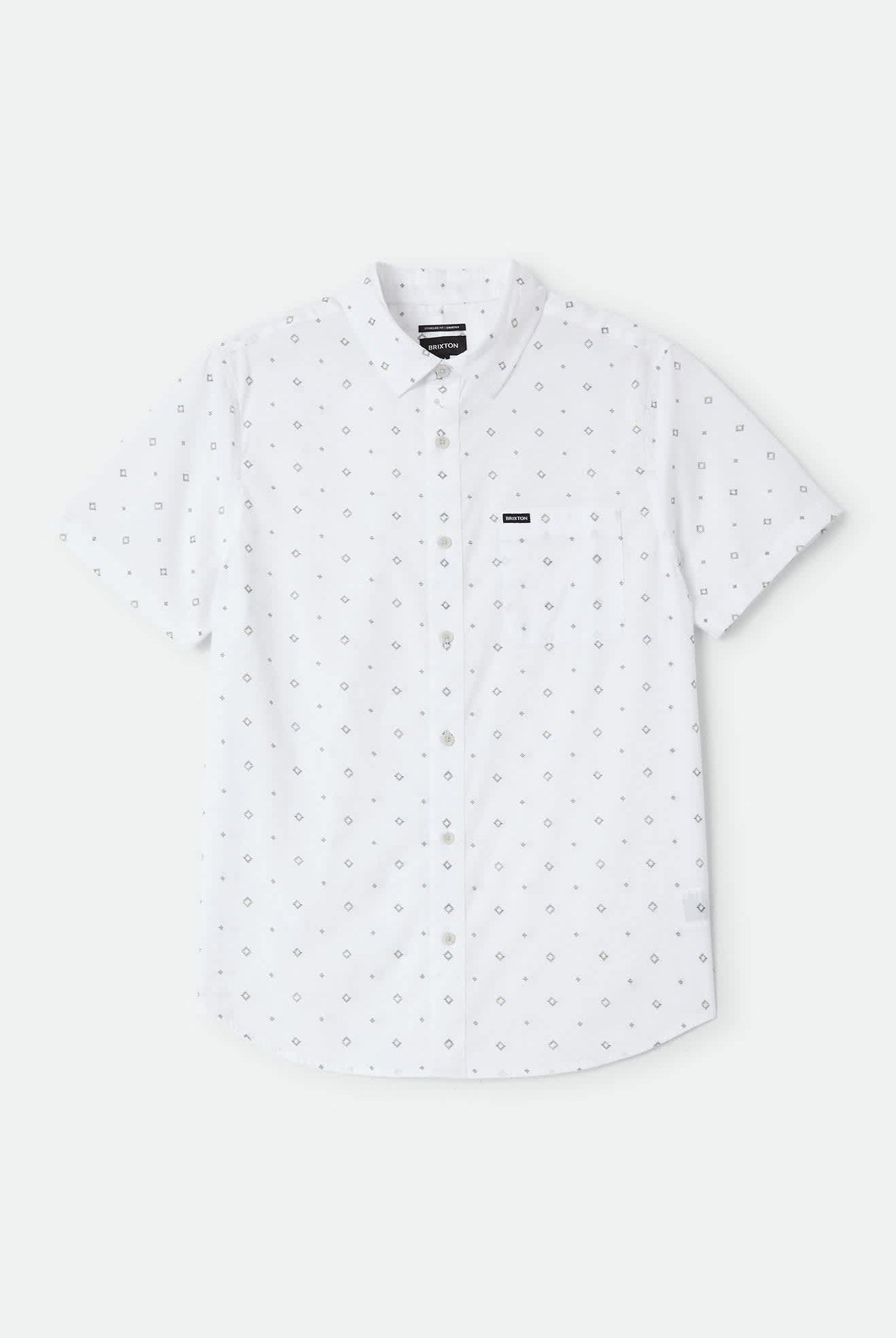 Men's Charter Print Shirt in the color White/Geo - Front Product View