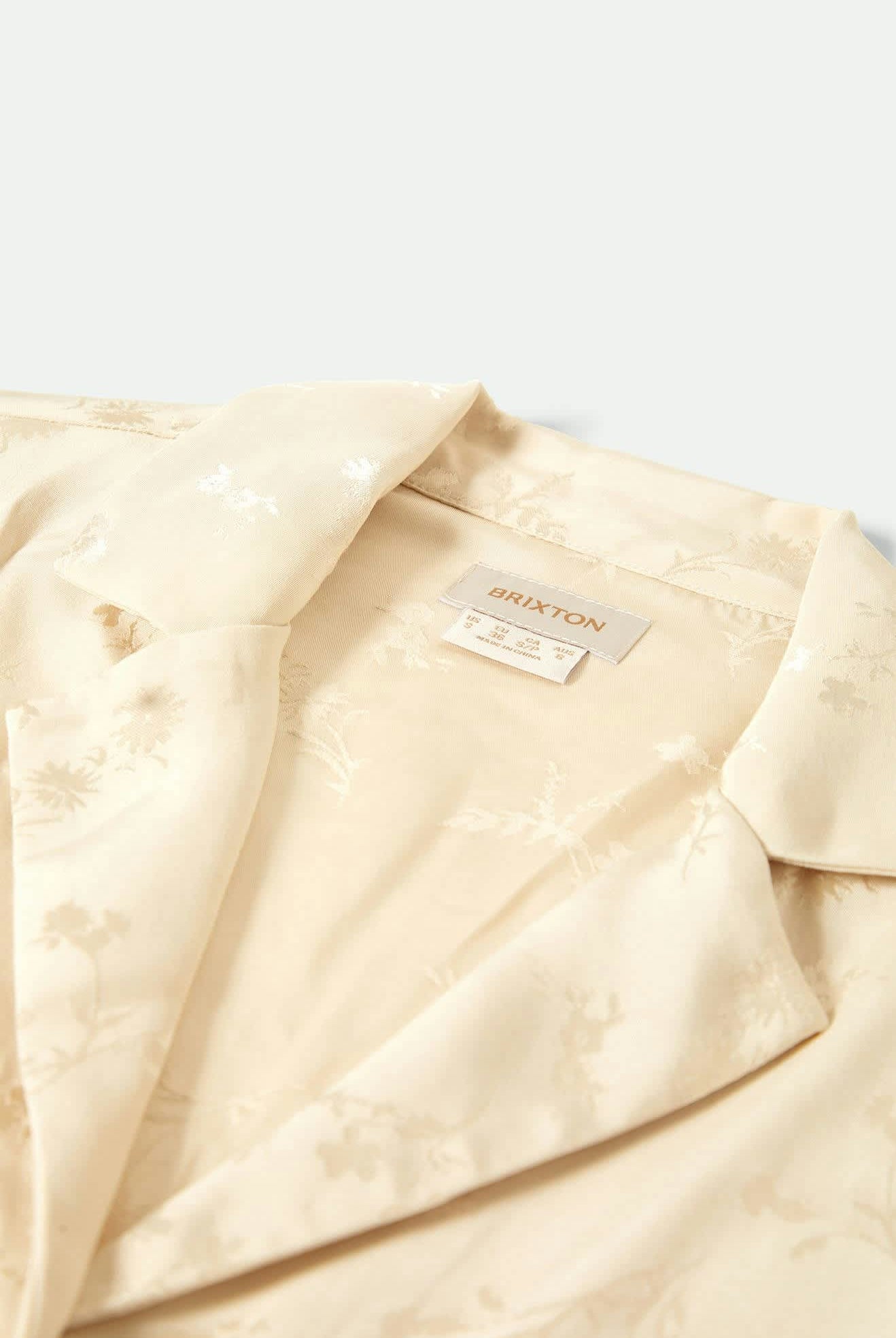 Women's Silky S/S Jacquard Button Down in the color Whitecap Floral Jacquard - Additional Laydown image