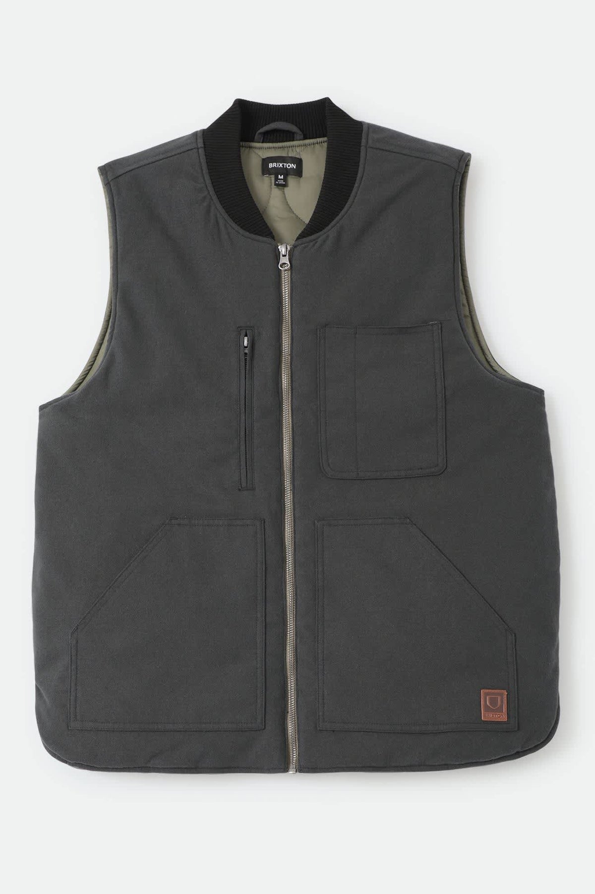 Men's Builders Abraham Reversible Vest in the color Black/Olive Surplus - Front Product View