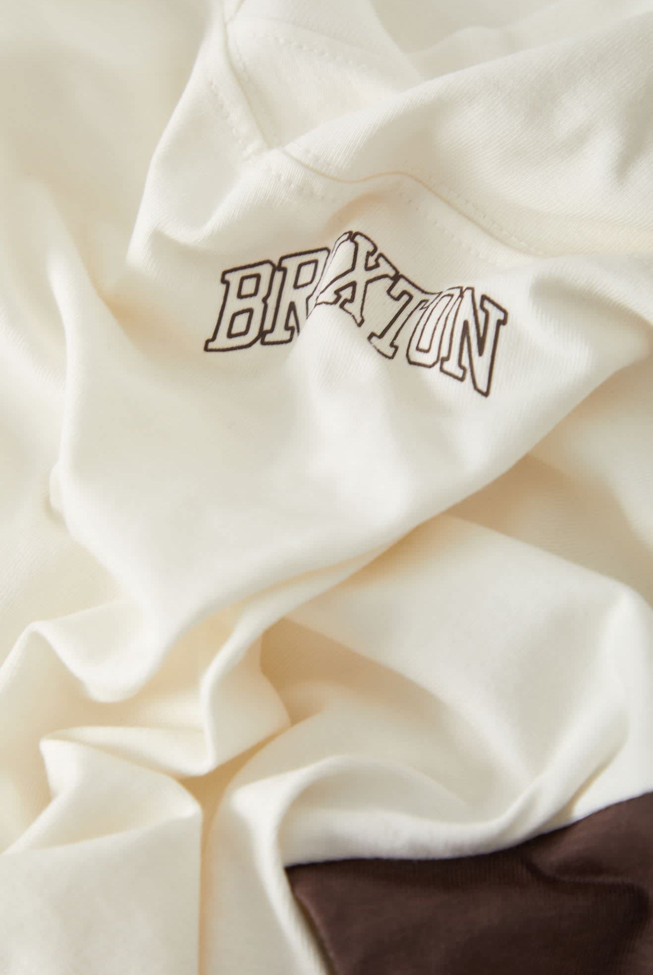 Women's Brixton Boxy Cropped Football T-Shirt in the color Off White - Additional Laydown image