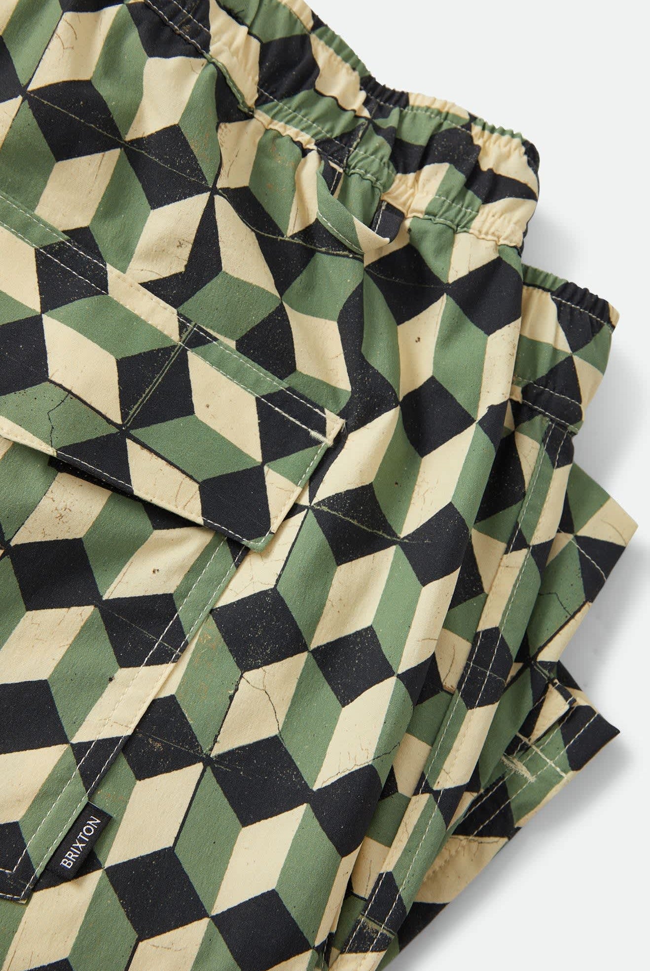 Men's Burger She Wrote Hybrid Short in the color Black/Green Tile - Additional Laydown image