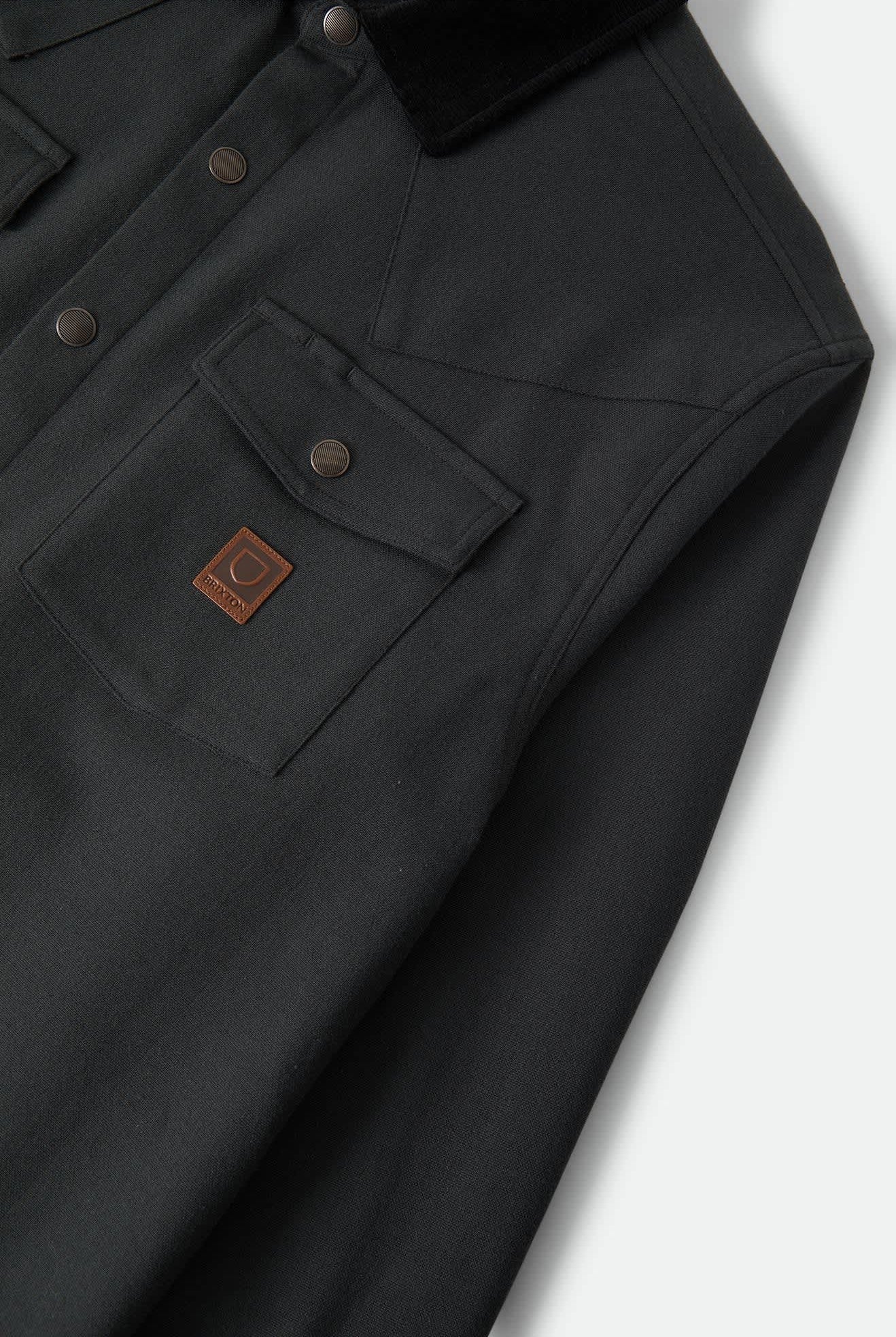 Men's Bowery Builders Ranch Performance Flannel in the color Black - Additional Laydown image
