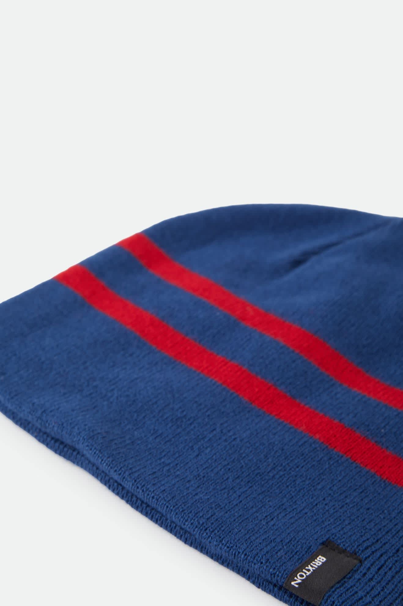 Unisex Skully Beanie in the color Navy/Red Stripe - Additional Laydown image
