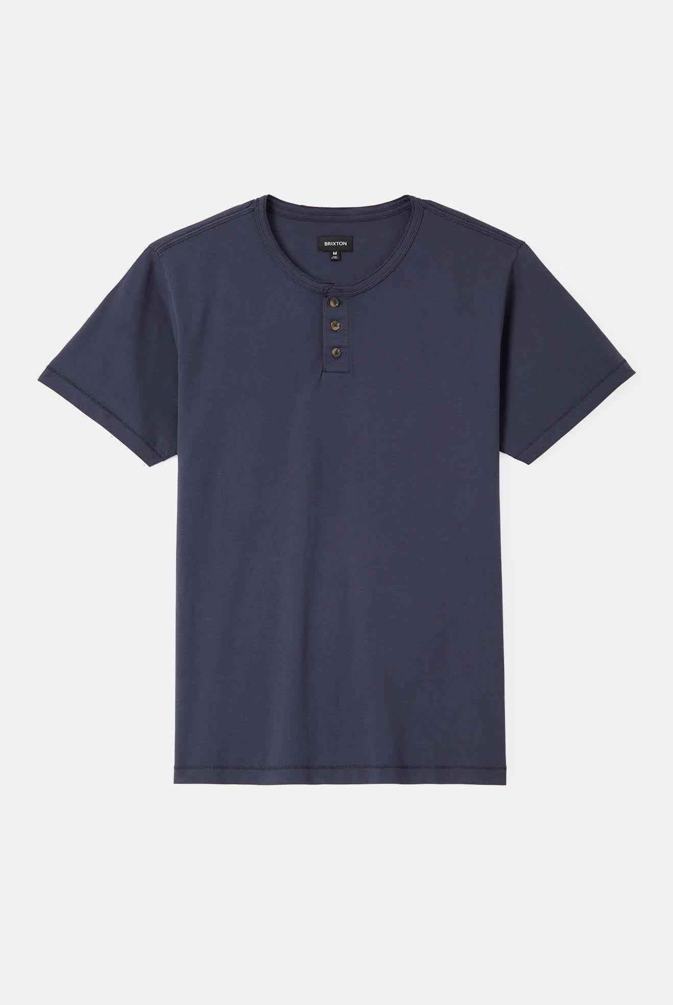 Men's Brixton Baseline Henley T-Shirt in the color Washed Navy Vintage Wash - Front Product View