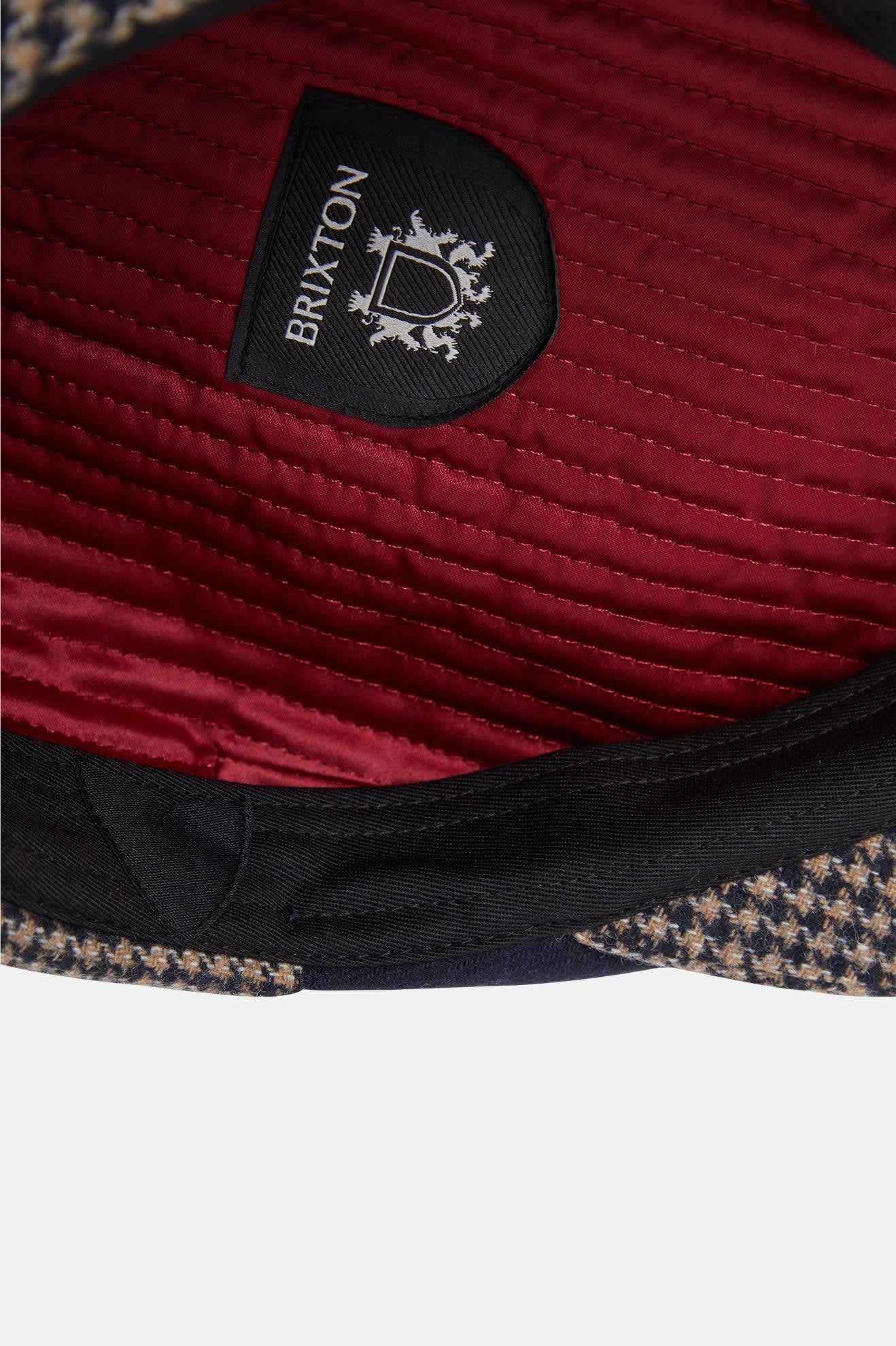 Unisex Hooligan Flat Cap in the color Navy/Sand Houndstooth - Additional Laydown image