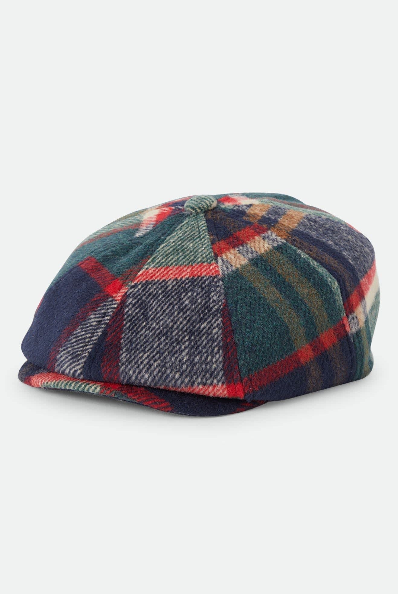 Unisex Brood Newsboy Cap in the color Navy/Green/Red/Cream - Front Product View