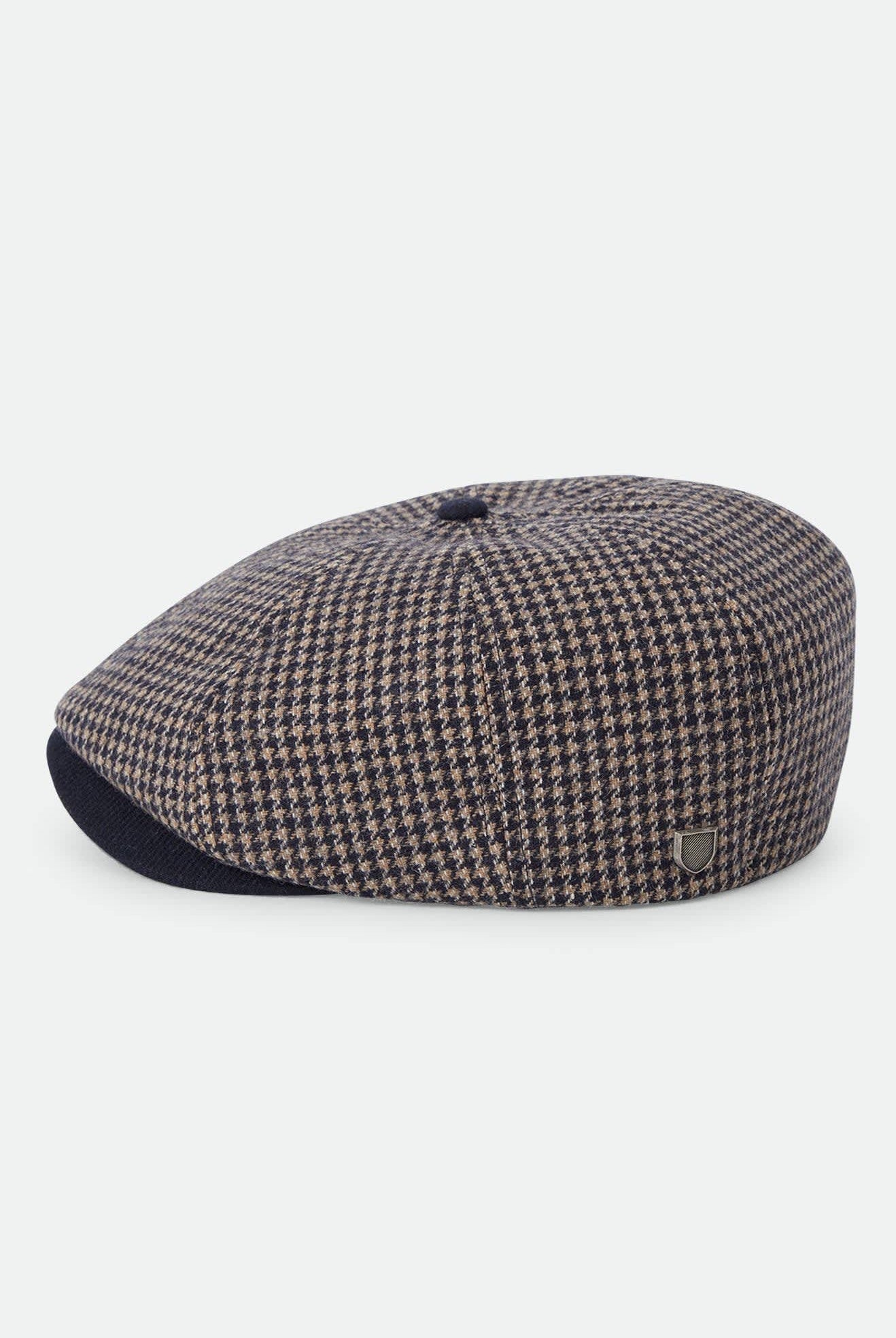 Unisex Brood Newsboy Cap in the color Navy/Sand Houndstooth - Additional Laydown image
