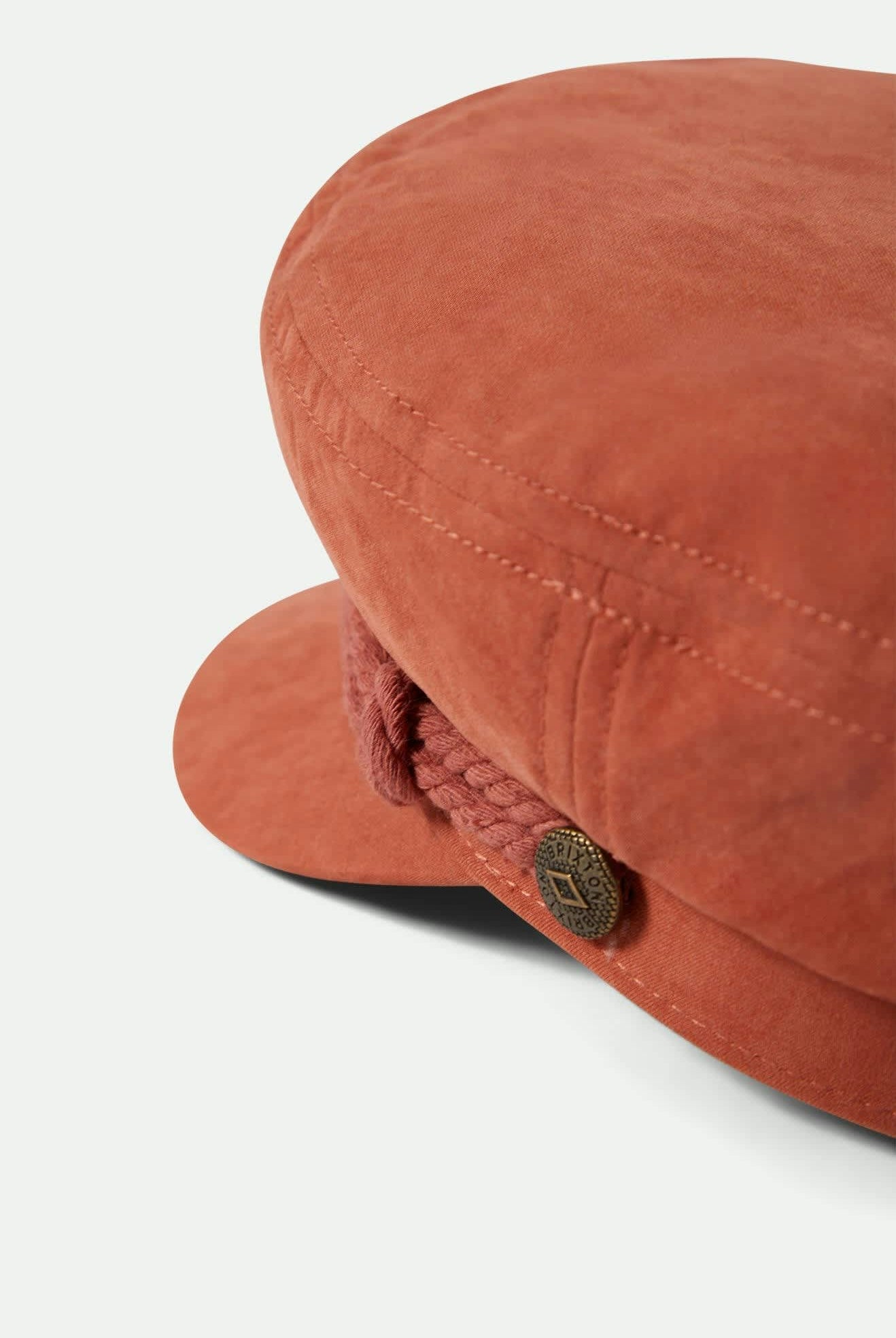 Women's Fiddler Fisherman Cap in the color Terracota Brushed Satin - Additional Laydown image
