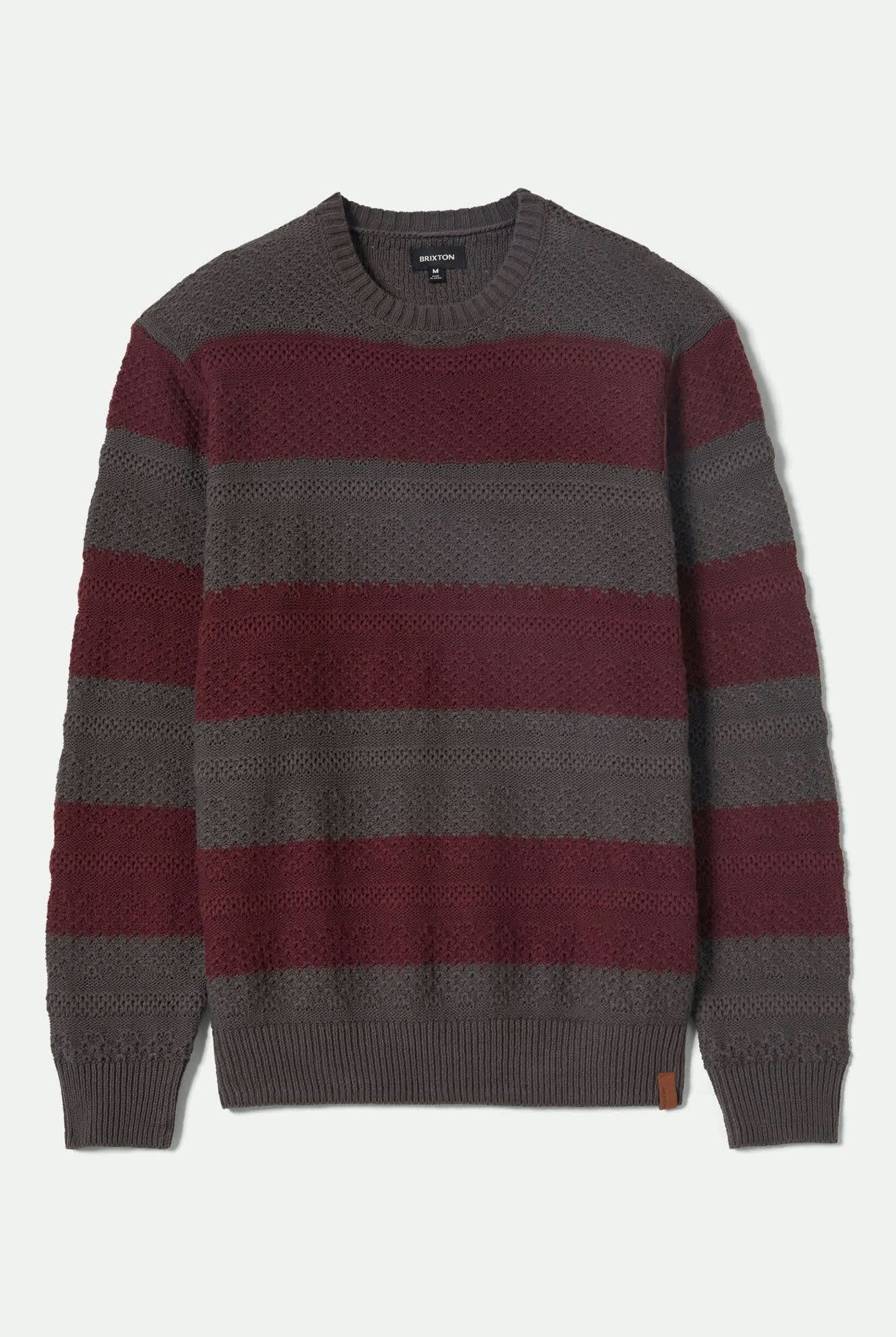 Men's Midnight Crew Sweater in the color Black/Port Stripe - Front Product View