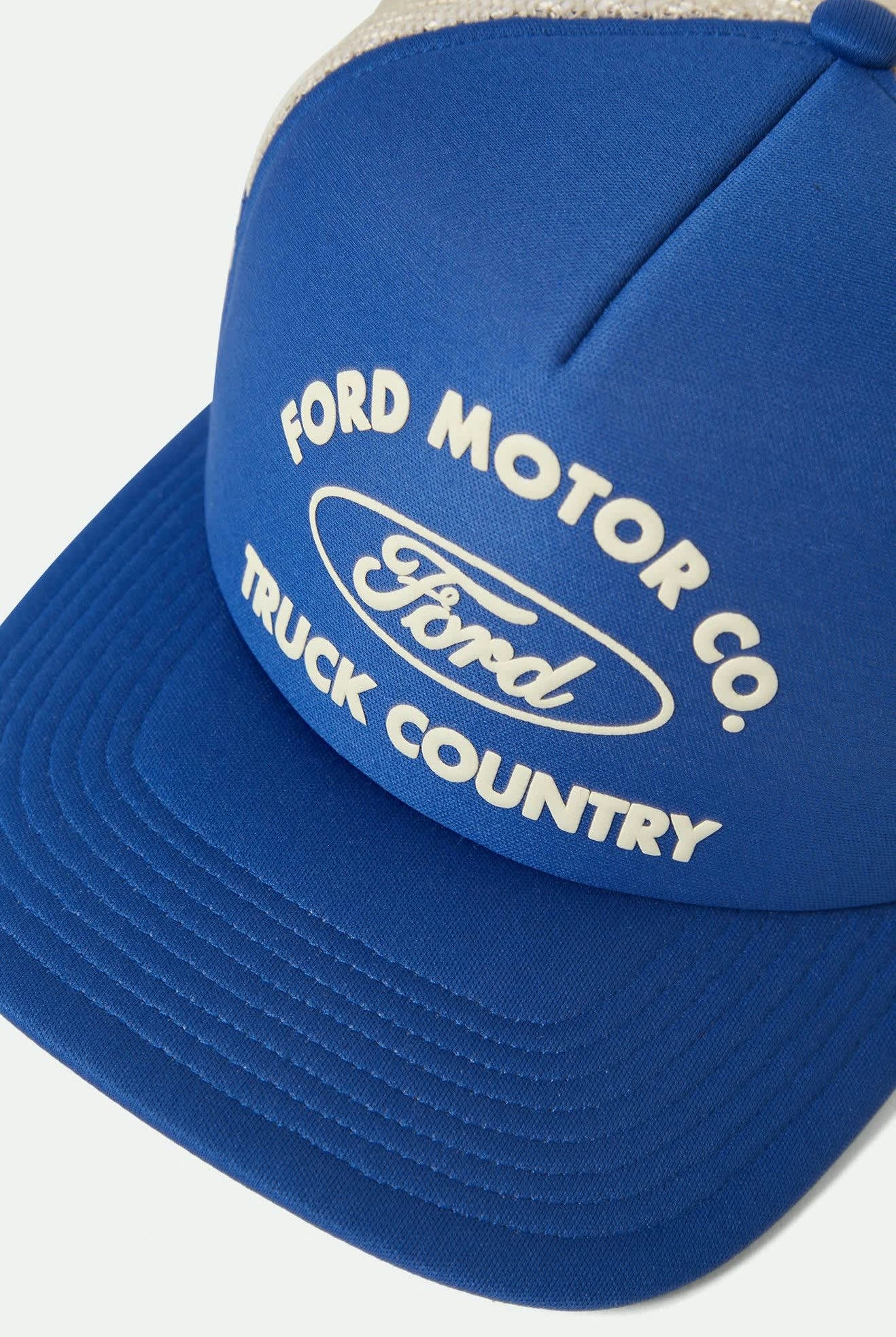 Unisex Ford Built Tough Trucker Hat in the color Ford Blue/Wimbledon White - Additional Laydown image
