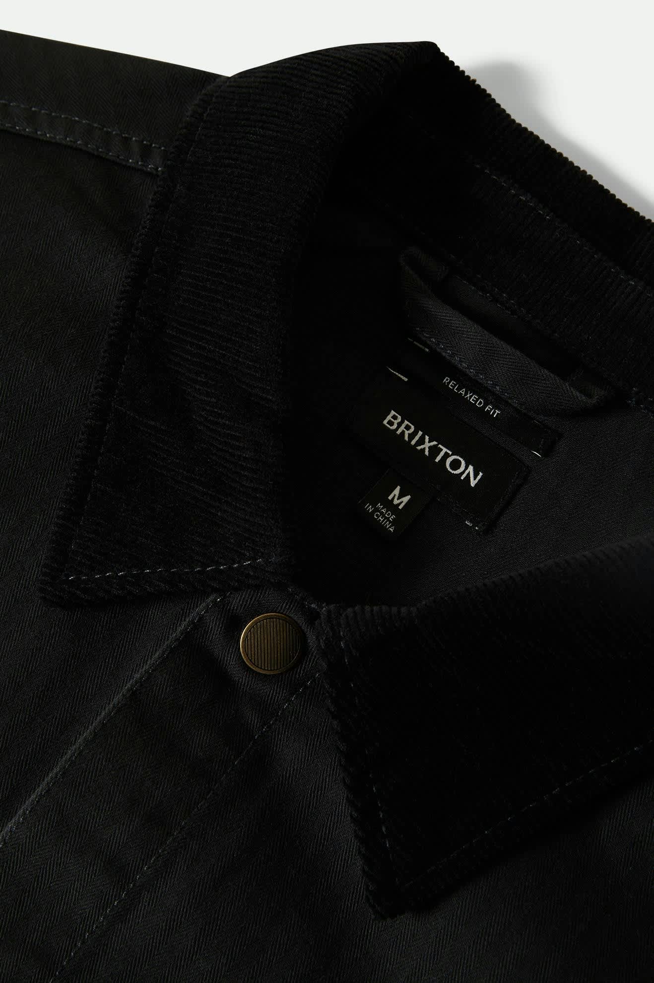 Men's Herringbone Lightweight Chore Coat in the color Black Herringbone - Additional Laydown image