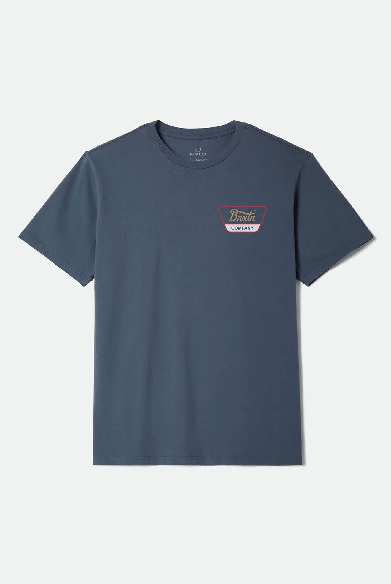 Men's Linwood Short Sleeve Standard T-Shirt in the color Navy/Red/Copper - Front Product View