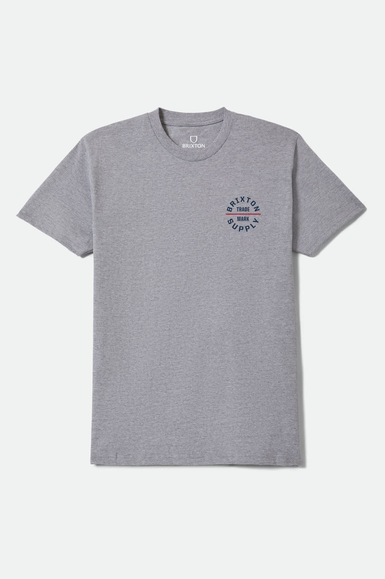 Men's Oath Short Sleeve Standard T-Shirt in the color Heather Grey/Navy/Red - Front Product View