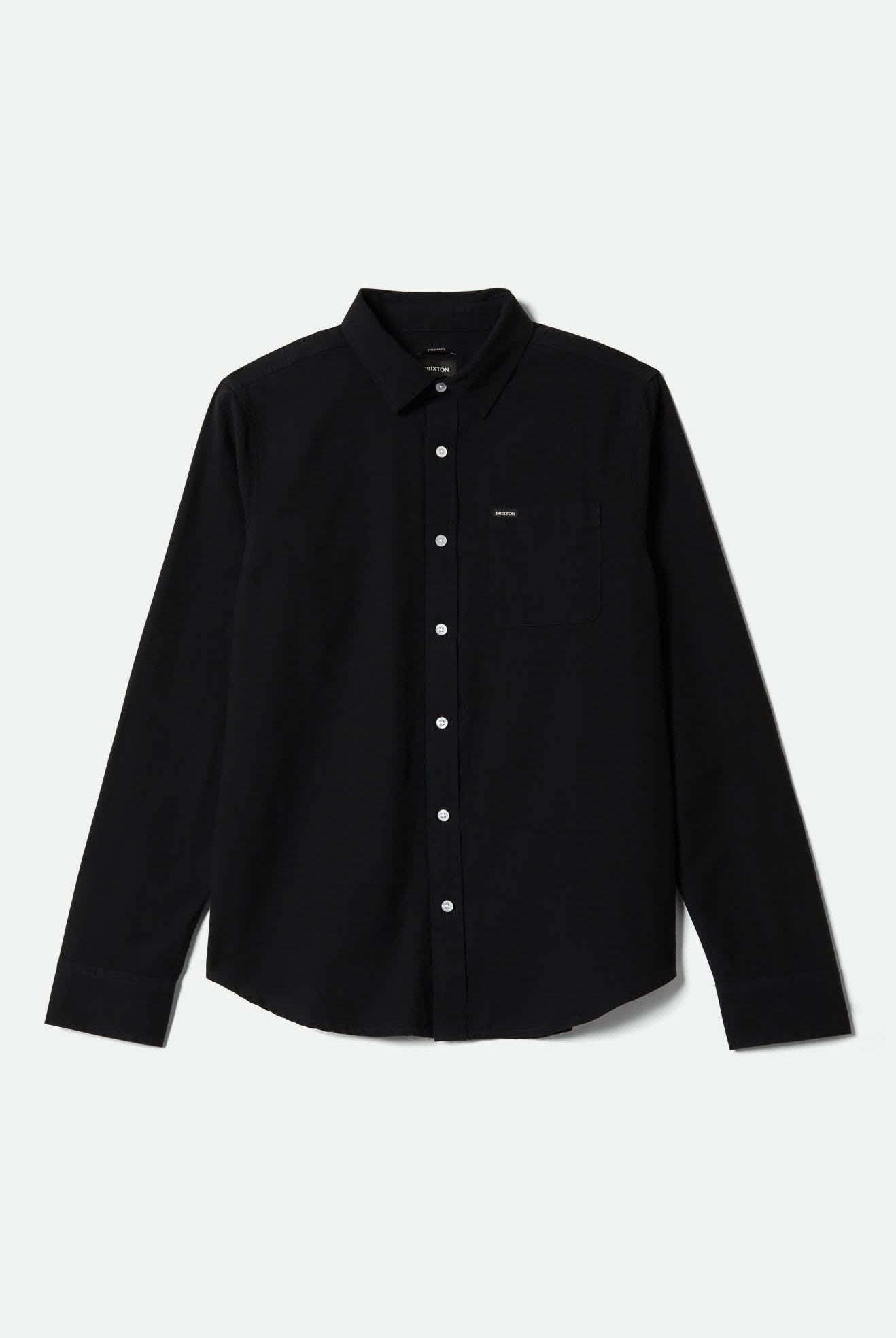 Men's Charter Long Sleeve Shirt in the color Black - Front Product View