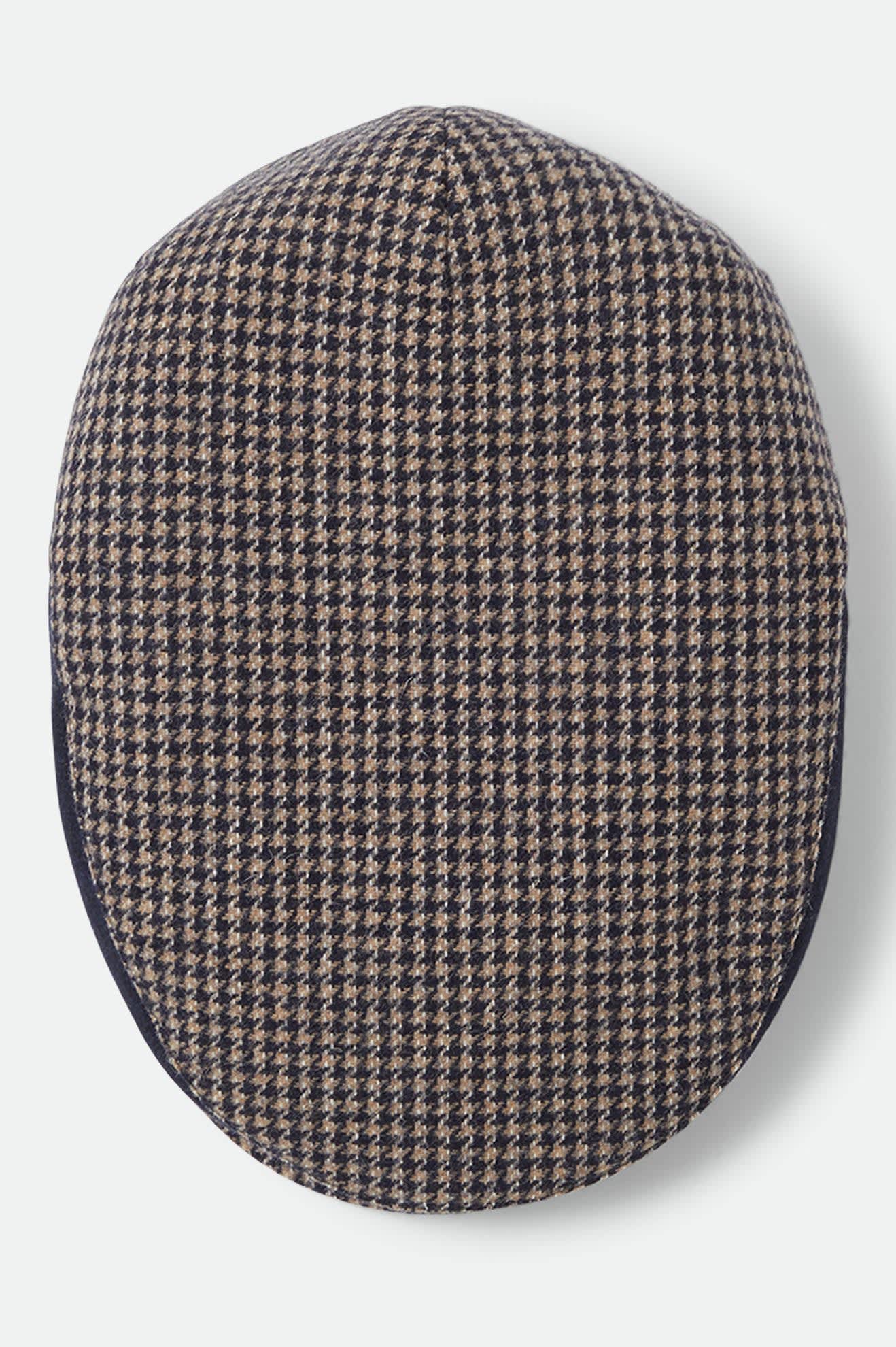 Unisex Hooligan Flat Cap in the color Navy/Sand Houndstooth - Additional Laydown image