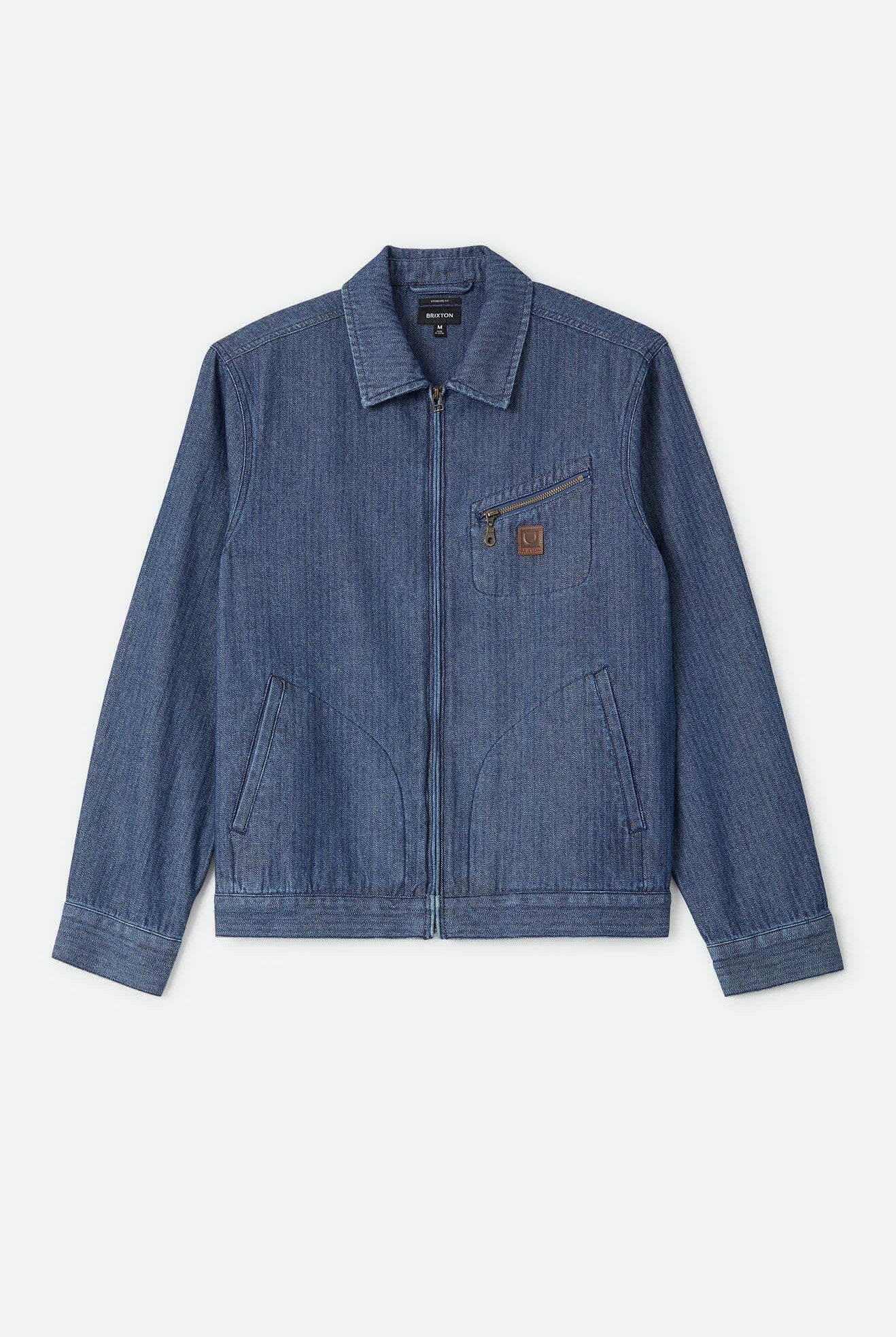 Men's Mechanic Garage Zip Jacket in the color Indigo Herringbone - Front Product View