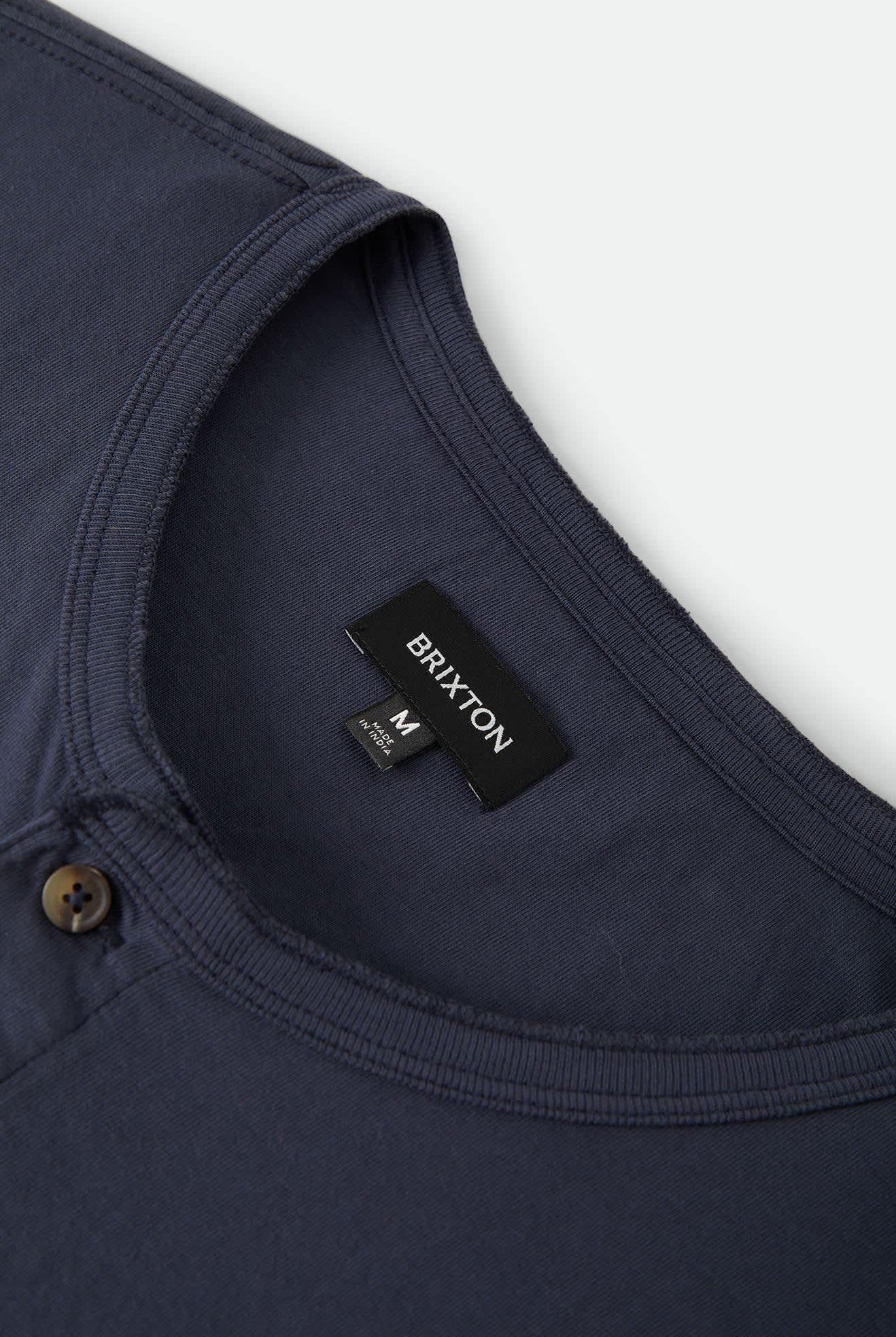 Men's Brixton Baseline Henley T-Shirt in the color Washed Navy Vintage Wash - Additional Laydown image