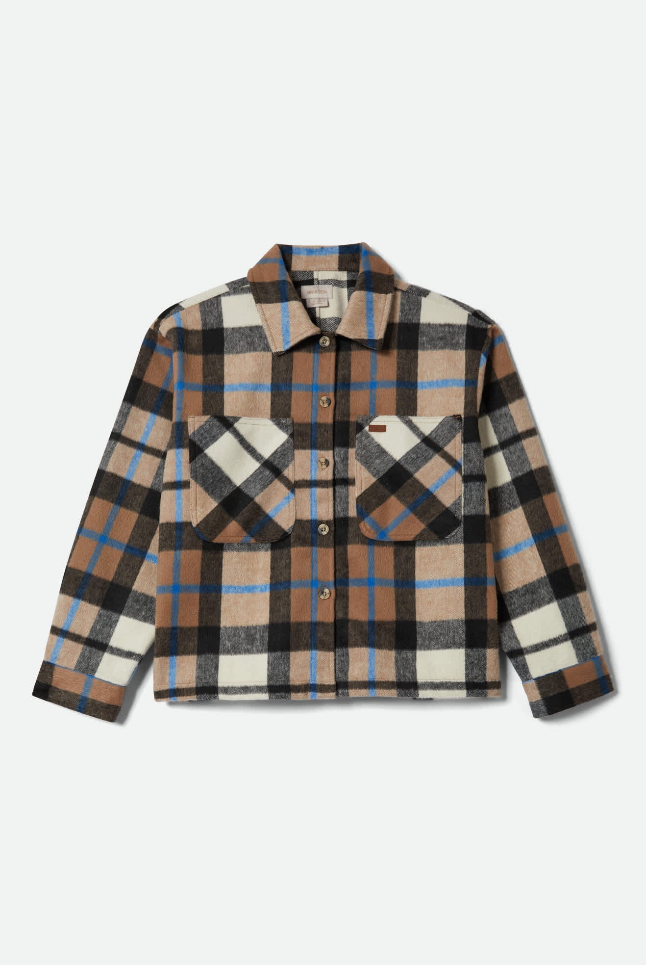 Women's Bowery Women's Soft Brushed Flannel in the color Washed Black/Sand - Front Product View