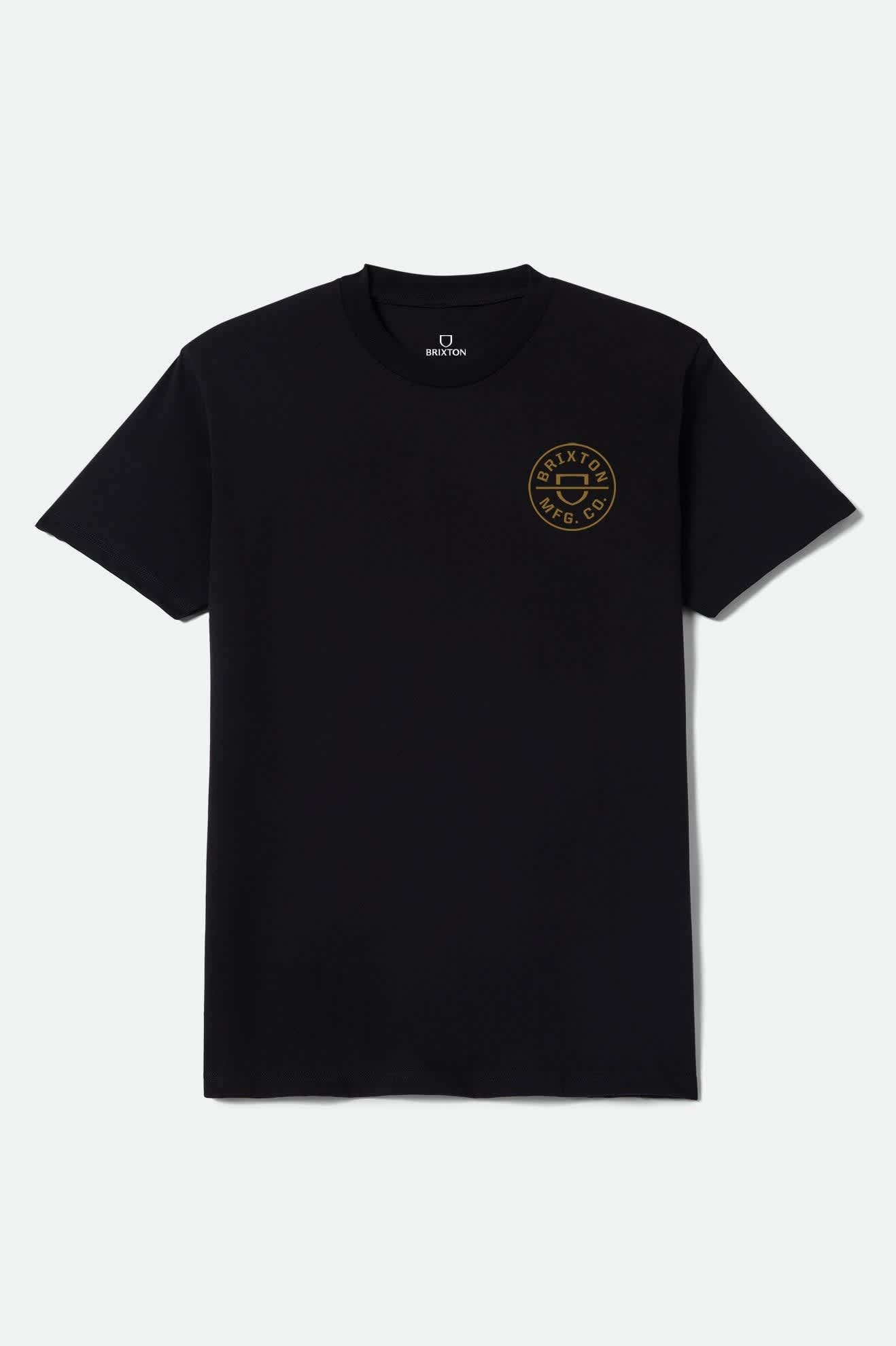 Men's Crest Short Sleeve Standard T-Shirt in the color Black/Bronze - Front Product View