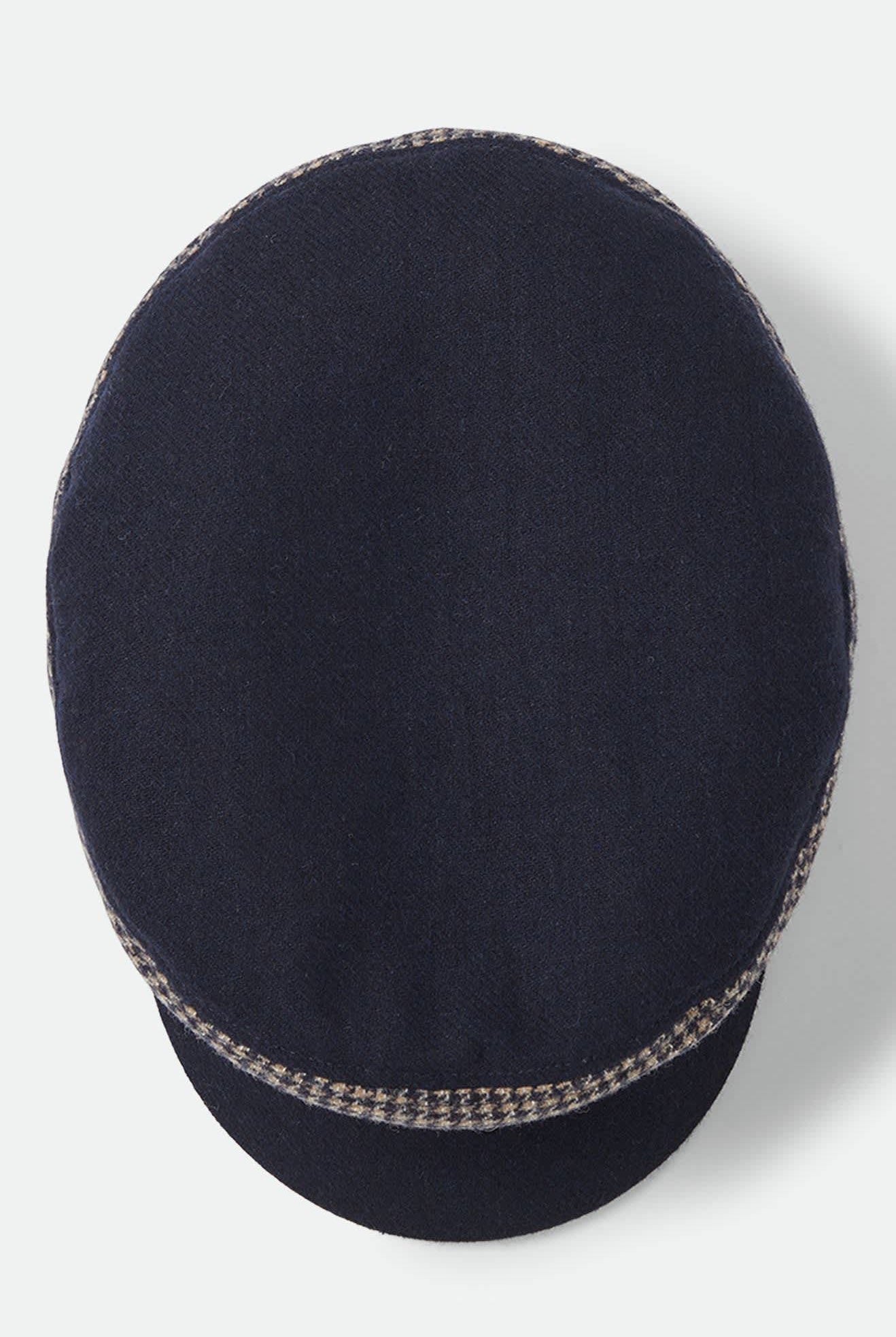 Unisex Fiddler Fisherman Cap in the color Navy/Sand Houndstooth - Additional Laydown image