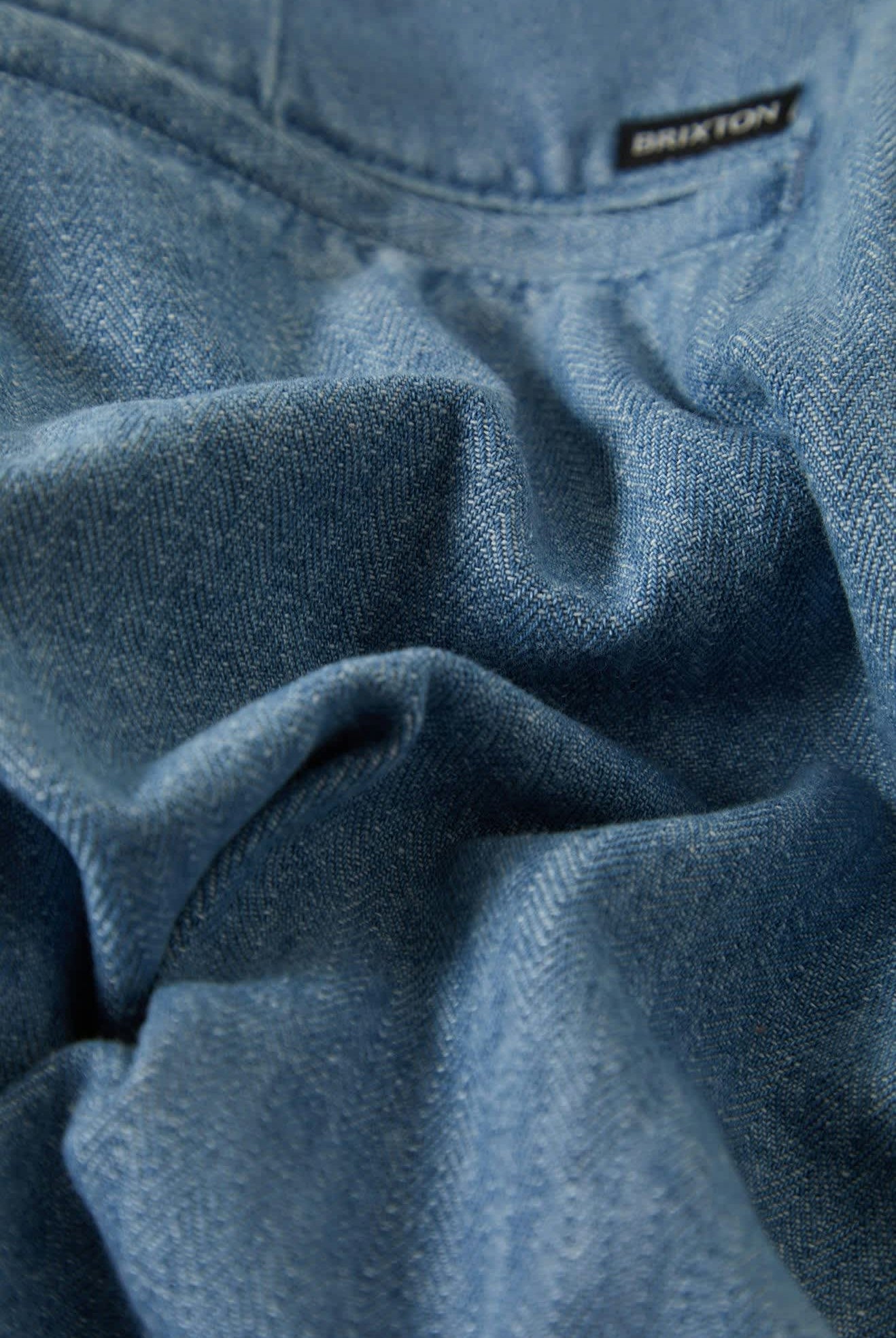 Men's Choice Chino Baggy Short in the color Light Wash Denim Herringbone - Additional Laydown image