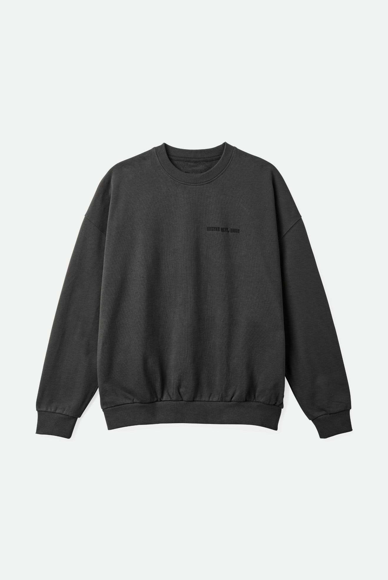 Brixton Men's Embroidered Heavyweight Oversized Crew - Washed Black | Main