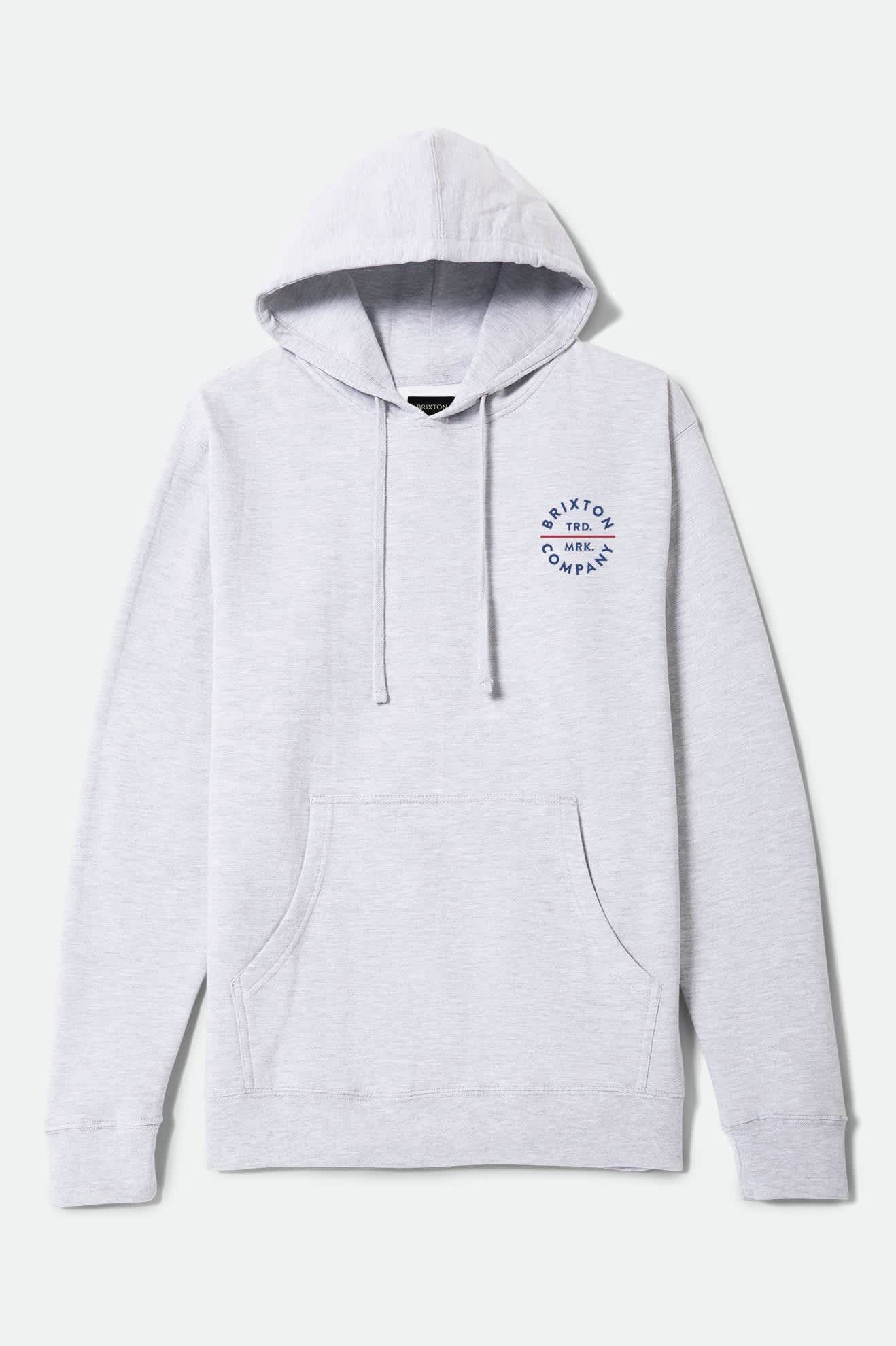 Men's Pledge Hoodie in the color Heather Grey/Blue/Red - Front Product View