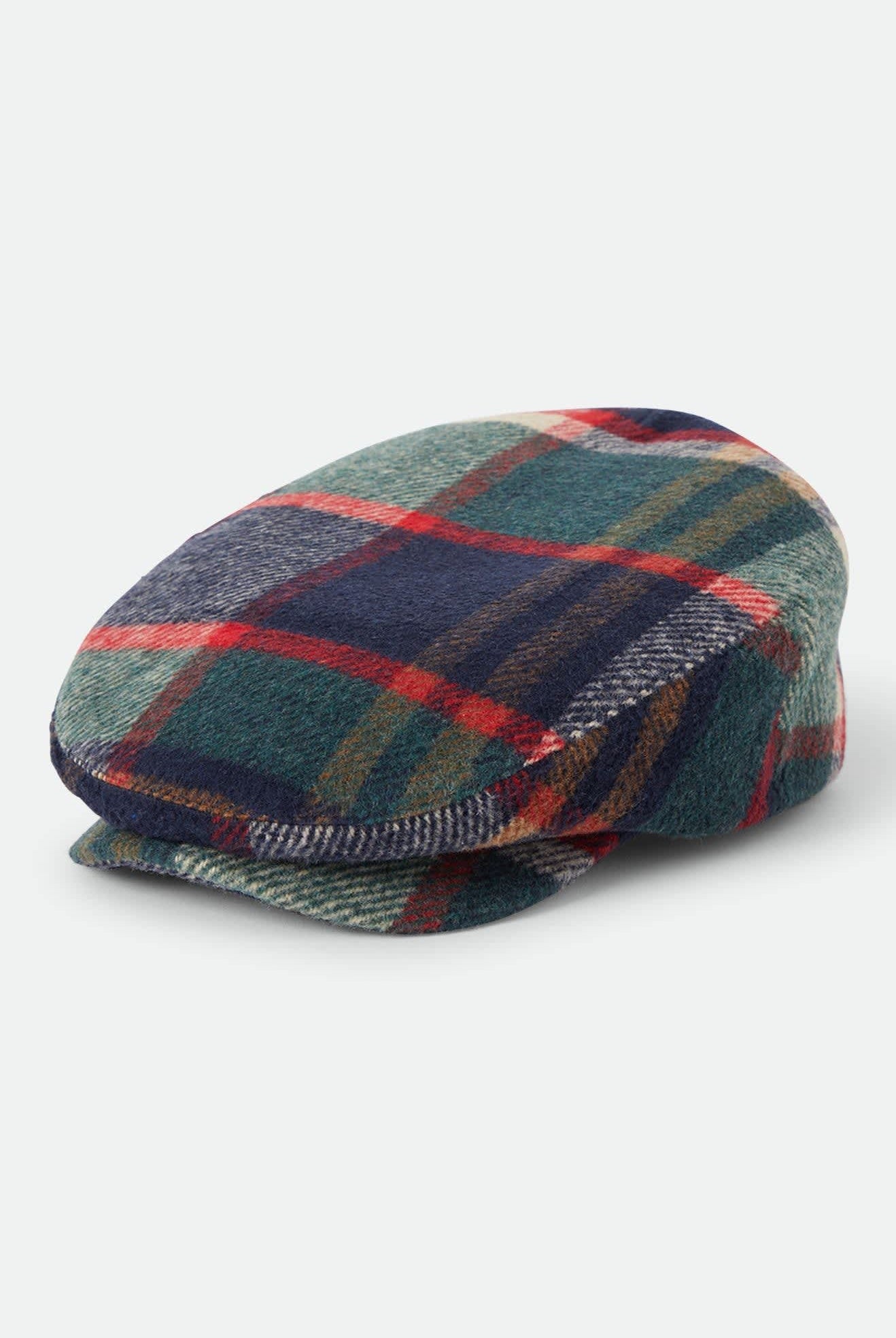 Unisex Hooligan Flat Cap in the color Navy/Green/Red/Cream - Front Product View