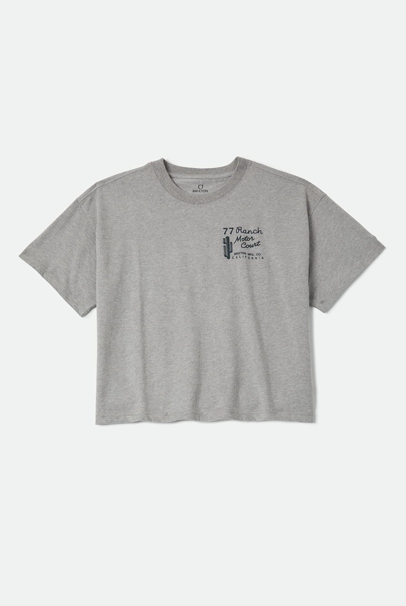 Women's Ranch Motor Court Boxy Crop Top in the color Heather Grey - Front Product View