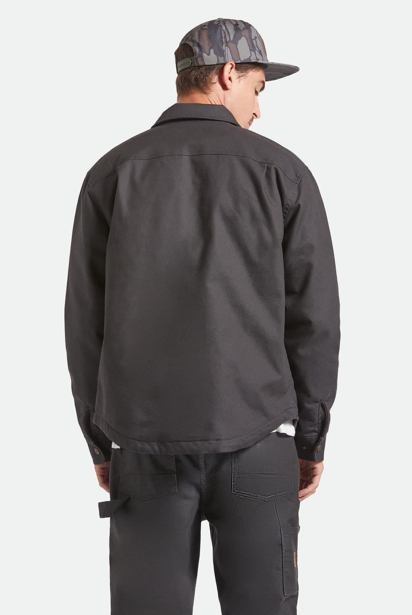 Men's Builders Stretch Jacket in the color Washed Black - Men's Back View