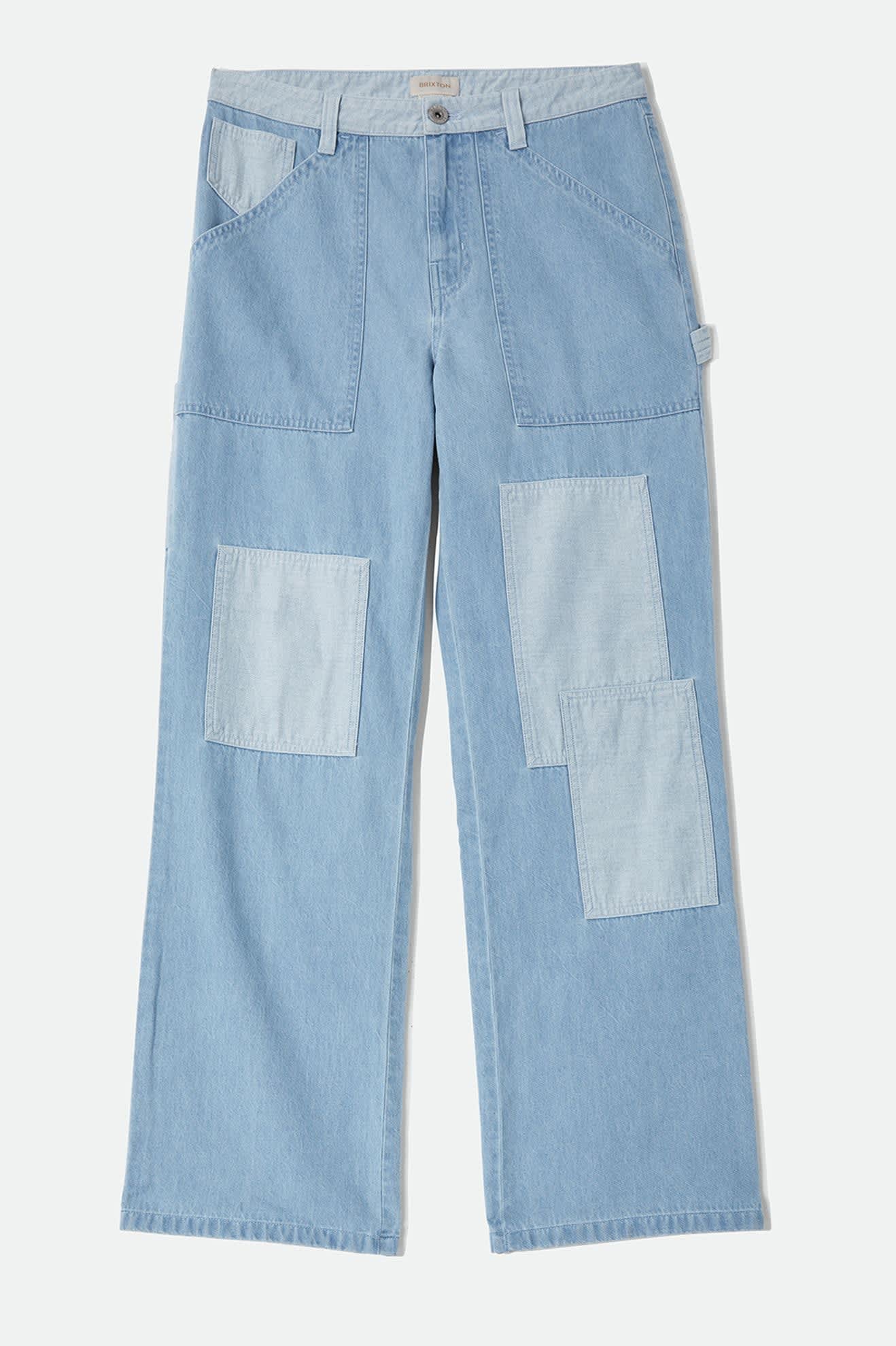 Women's Essex Patchwork Painter Pant in the color Denim Patchwork - Front Product View
