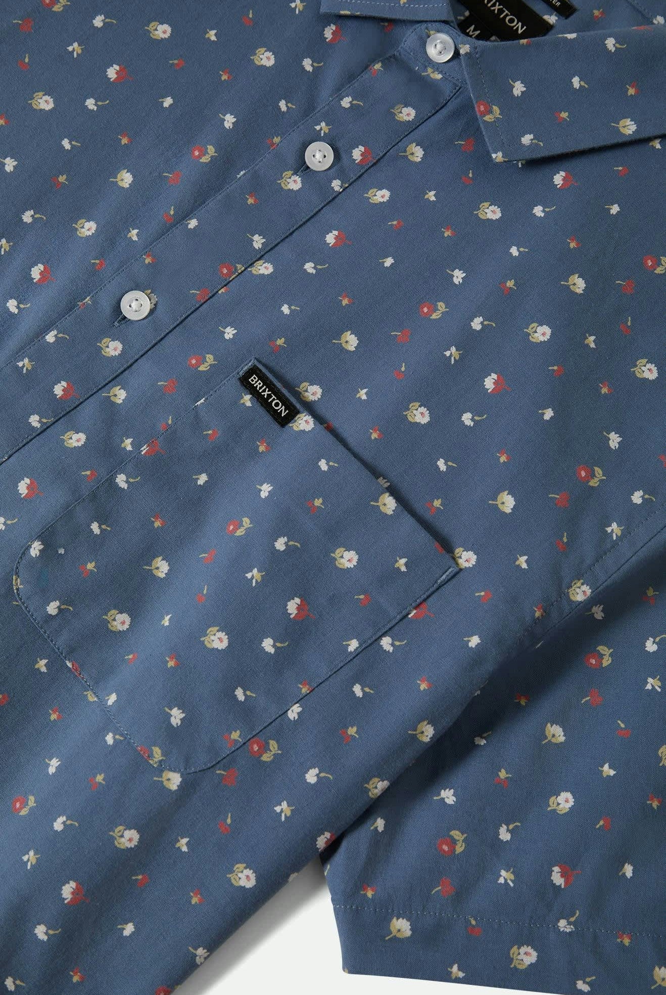 Men's Charter Print S/S Shirt in the color Bering Sea/Micro Floral - Additional Laydown image