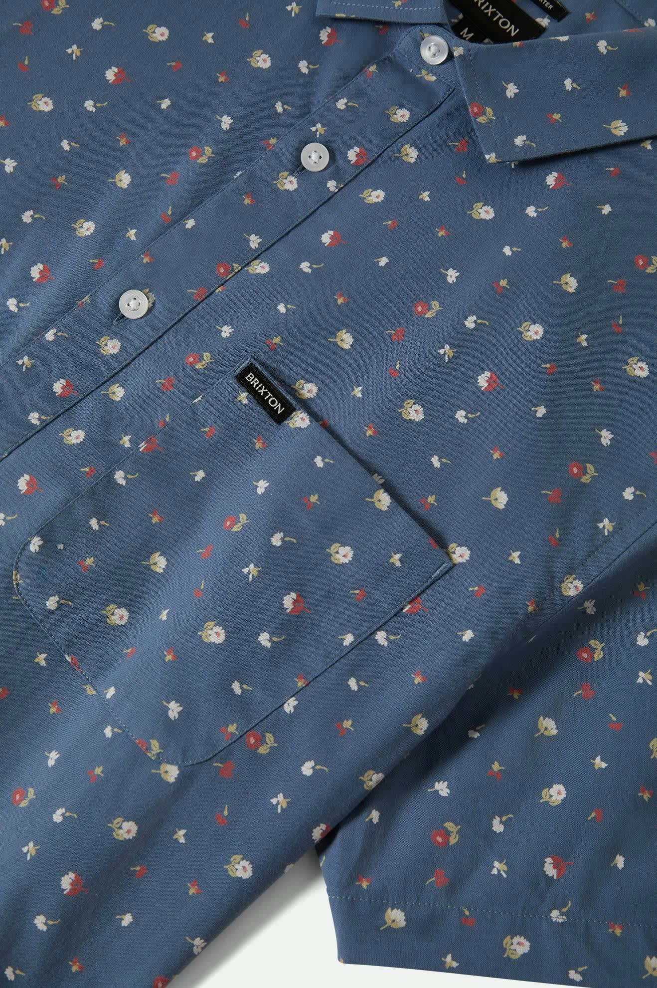 Men's Charter Print S/S Shirt in the color Bering Sea/Micro Floral - Additional Laydown image