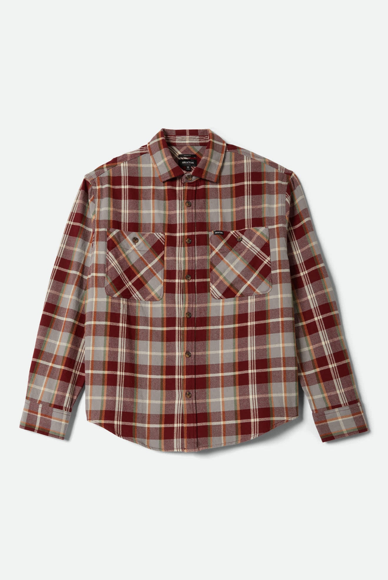 Men's Vintage Wash Flannel in the color Maroon Red/Beige/Green - Front Product View