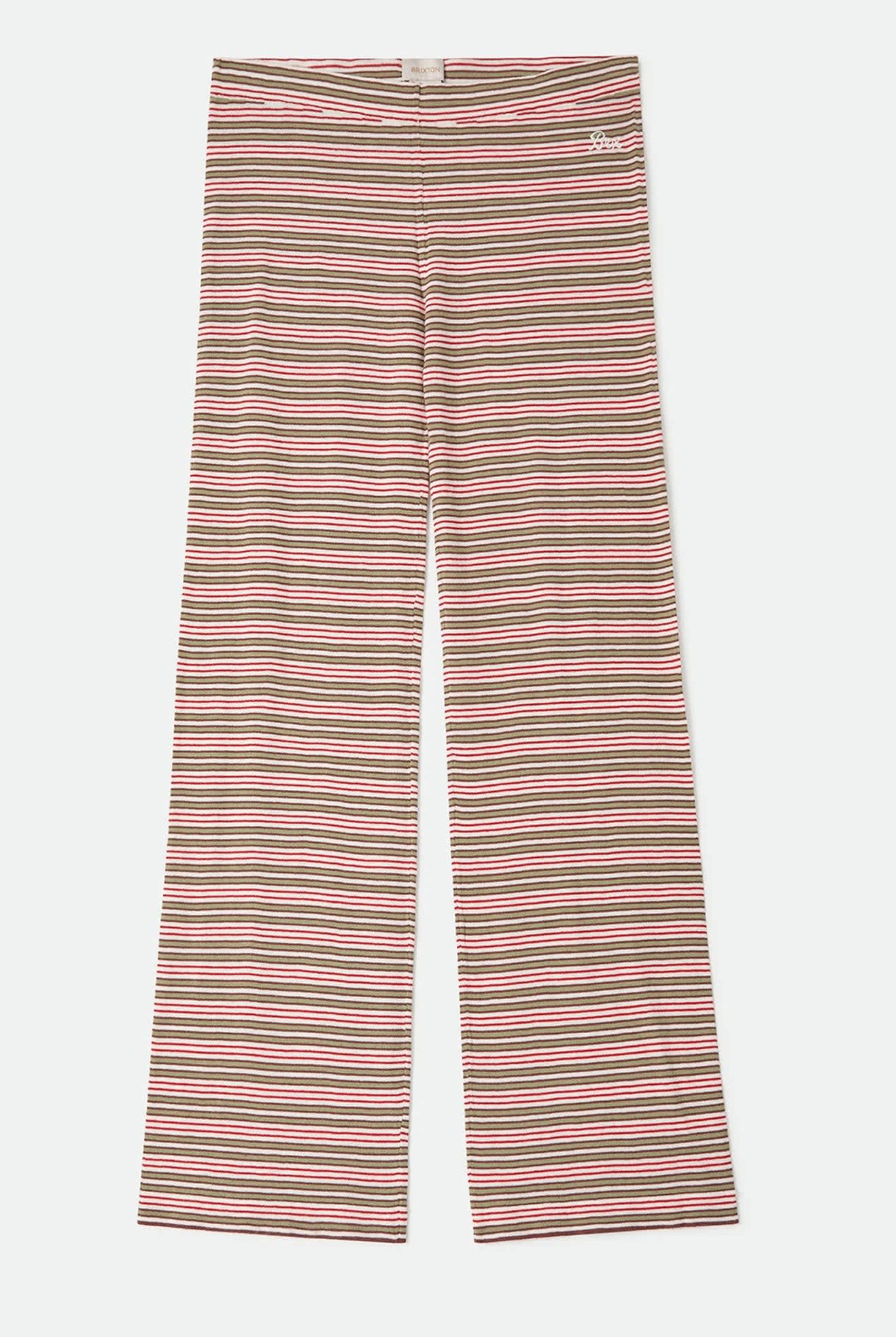 Women's Siesta Stripe Knit Pant in the color Green Multi Stripe - Front Product View