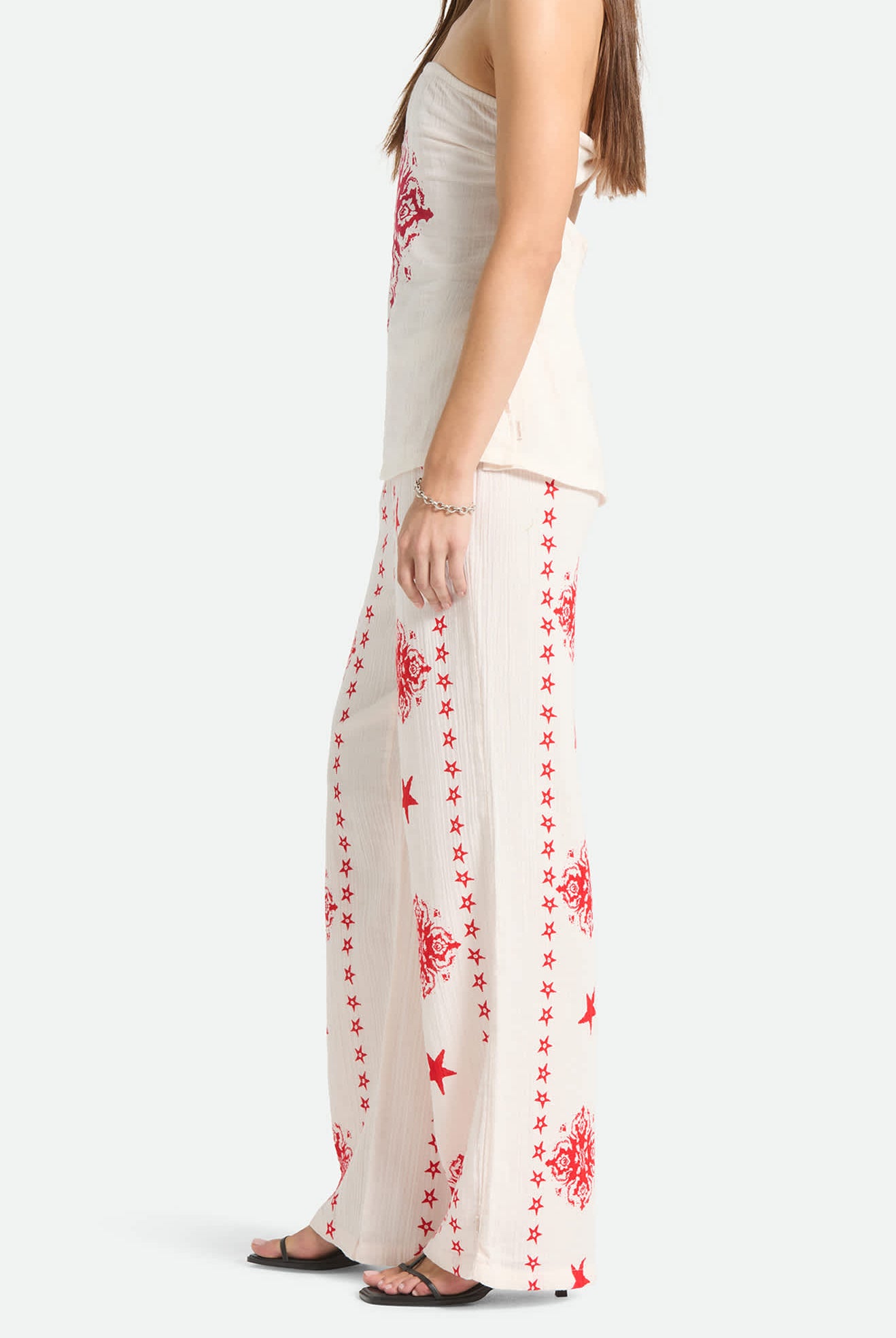 Women's The Lola Lounge Pant in the color Off White Tile - Women's Side View