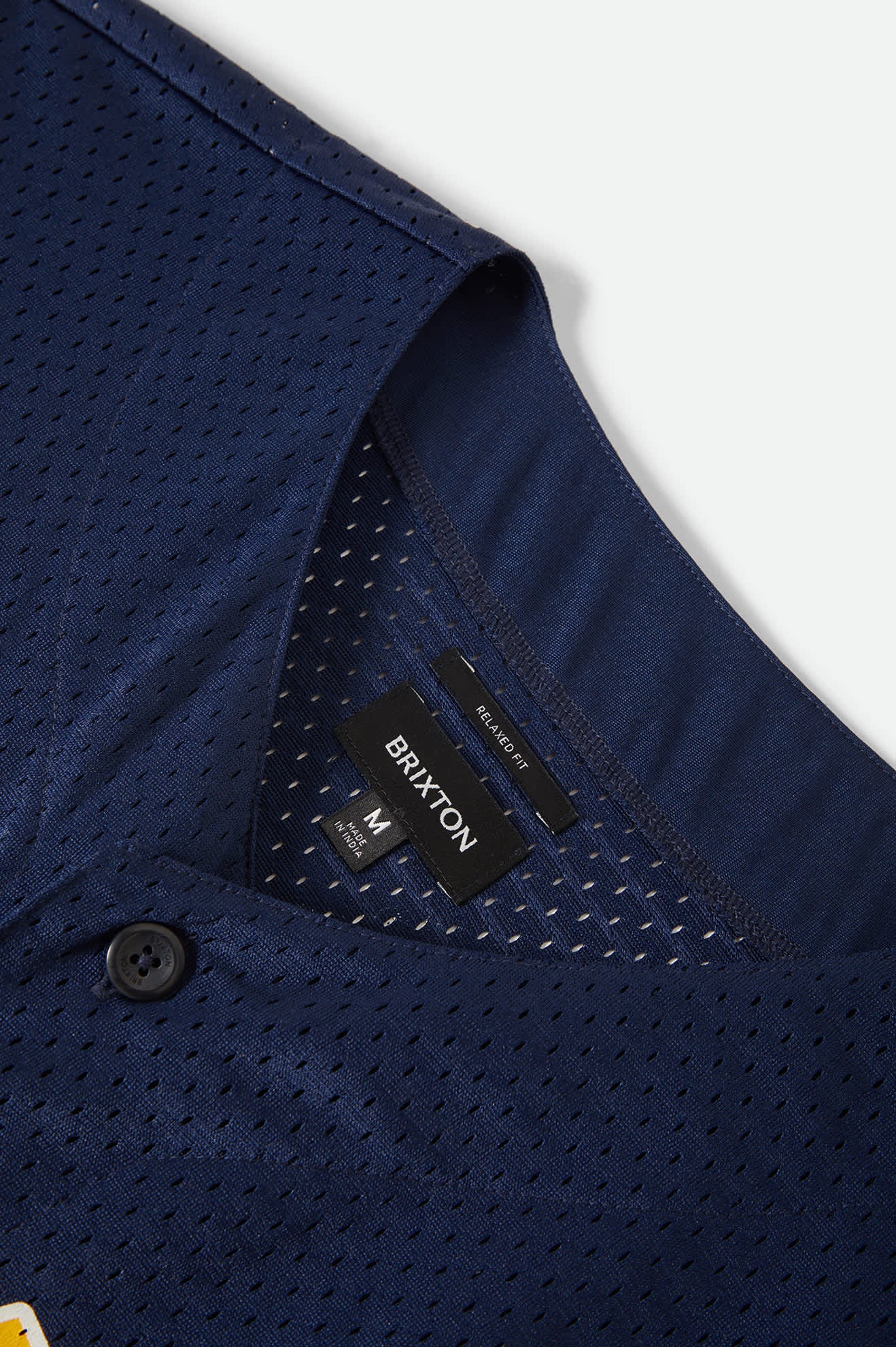 Men's The Brixton Mesh Short Sleeve Baseball Jersey in the color Washed Navy - Additional Laydown image