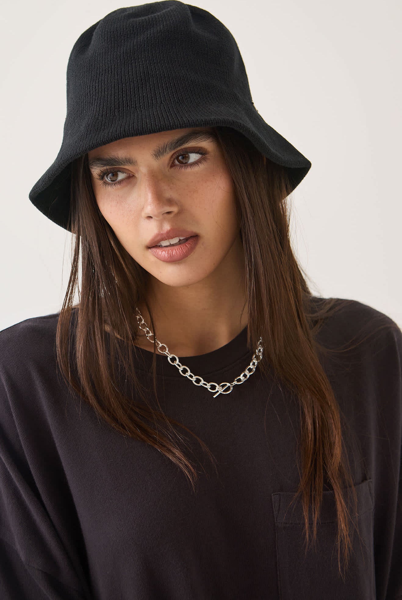 Unisex Redding Knit Packable Hat in the color Black/Black - Women's Front View