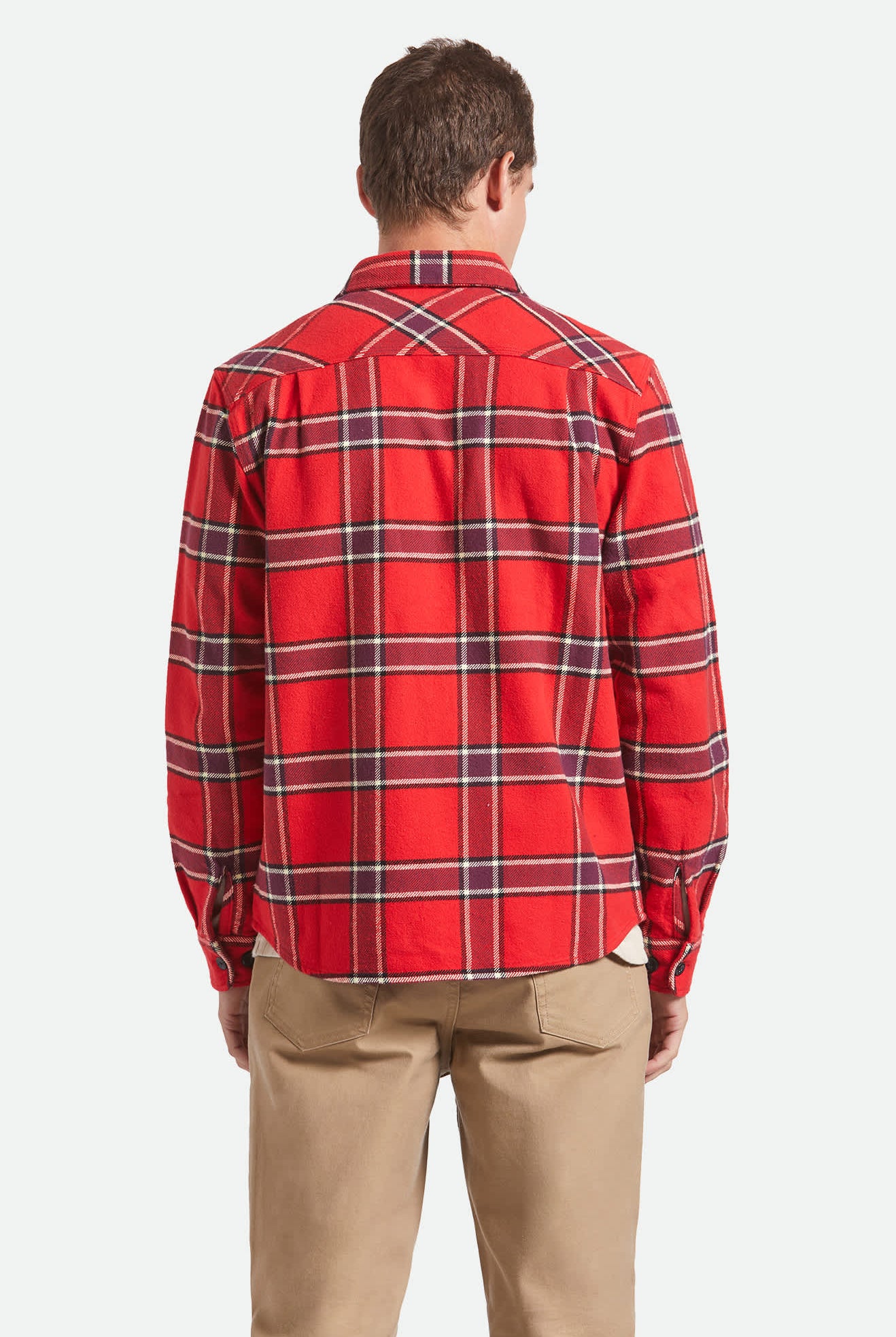 Men's Bowery Heavyweight Flannel in the color Adrenaline Rush - Men's Back View