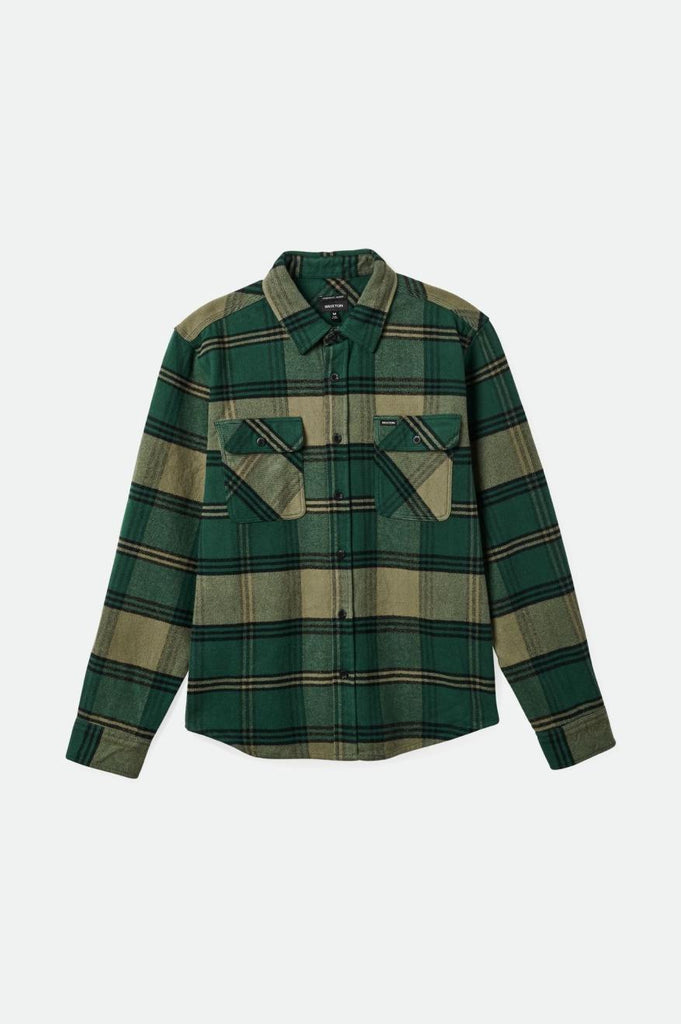Brixton Bowery Heavyweight L/S Flannel - Pine Needle/Olive Surplus