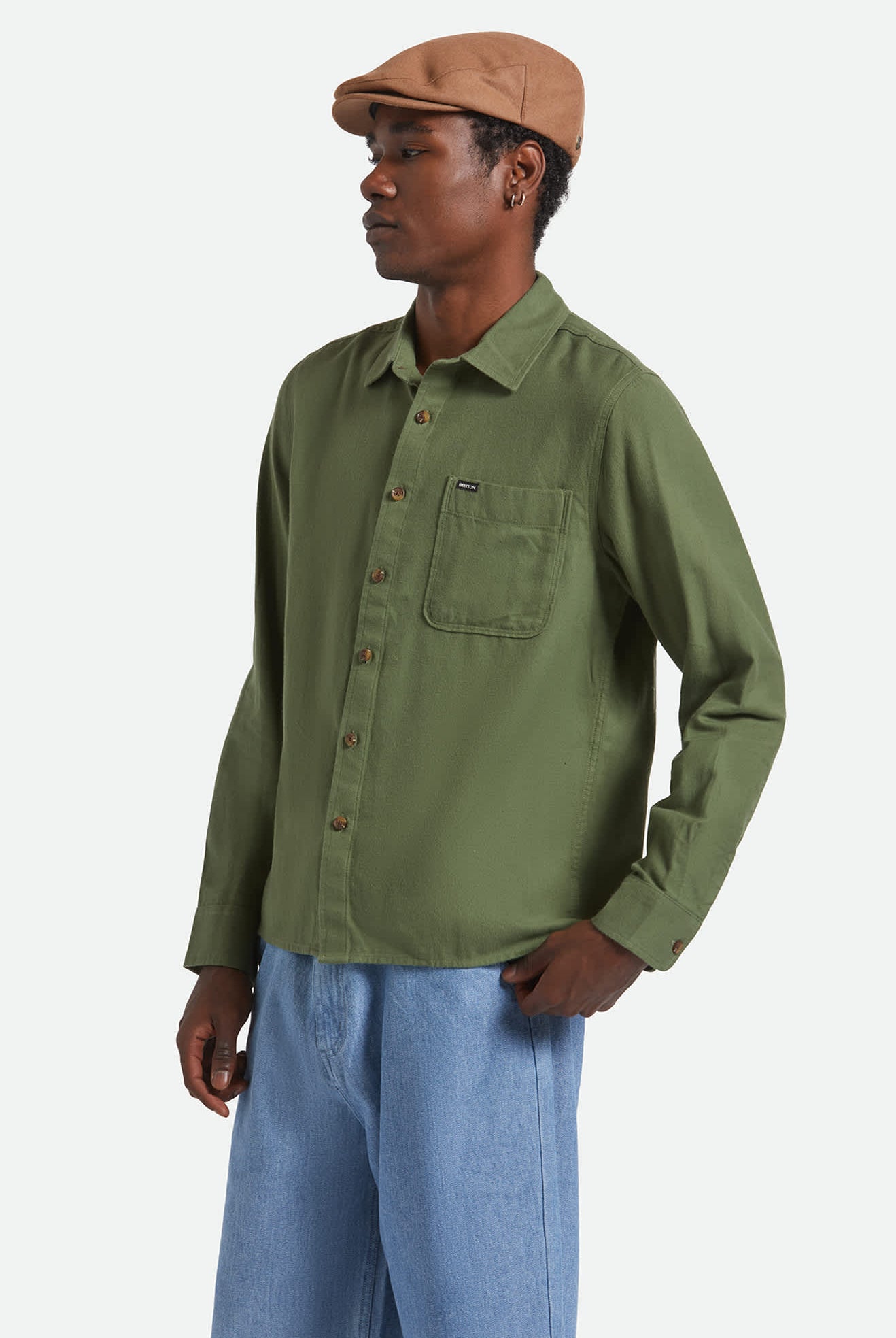Men's Hasting Lightweight Ultra Soft Flannel in the color Wild Green - Men's Side View